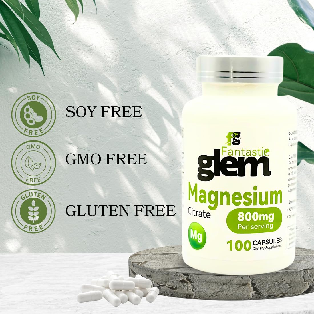 Fantastic Glem Magnesium Citrate Capsules 800mg, 100 Count