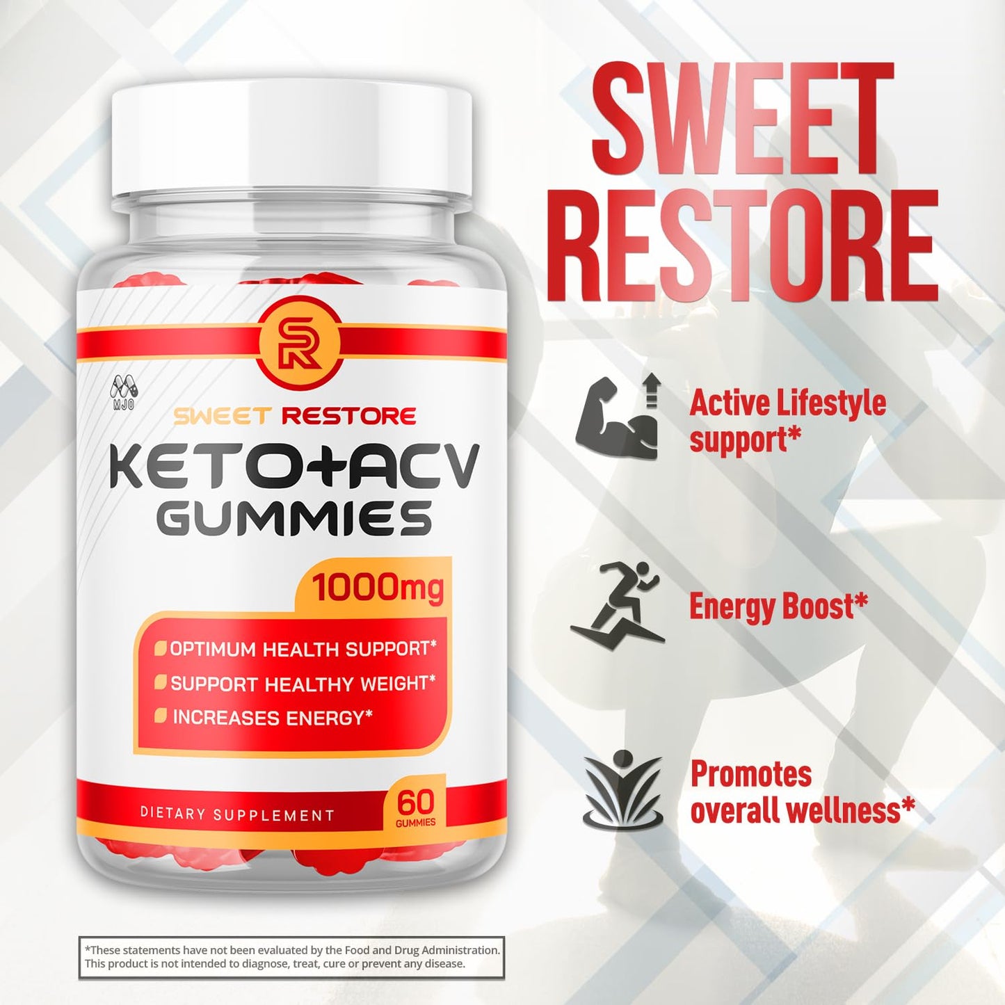 MJO Sweet Restore Keto Gummies, 60 Gummies
