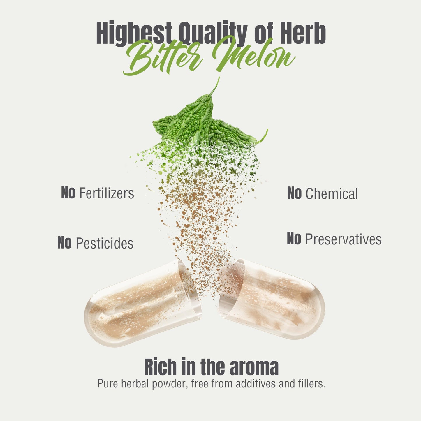 HerbsForever Bitter Melon Extract 10:1 Extra Strength, 4250 mg Fruit Powder Equiv per Serving, 60 Veg Capsules