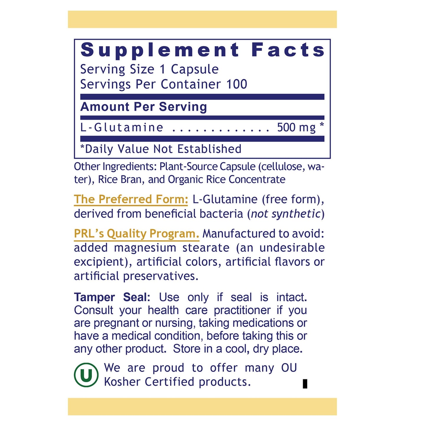 Premier Research Labs Premier Glutamine Capsule, 100 Capsules