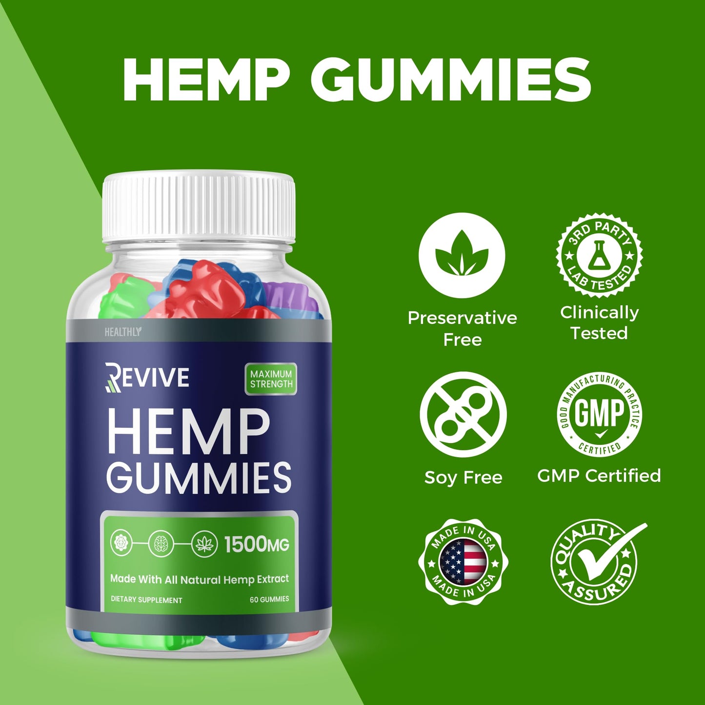 Purvia Revive Hemp Gummies 60 Gummies