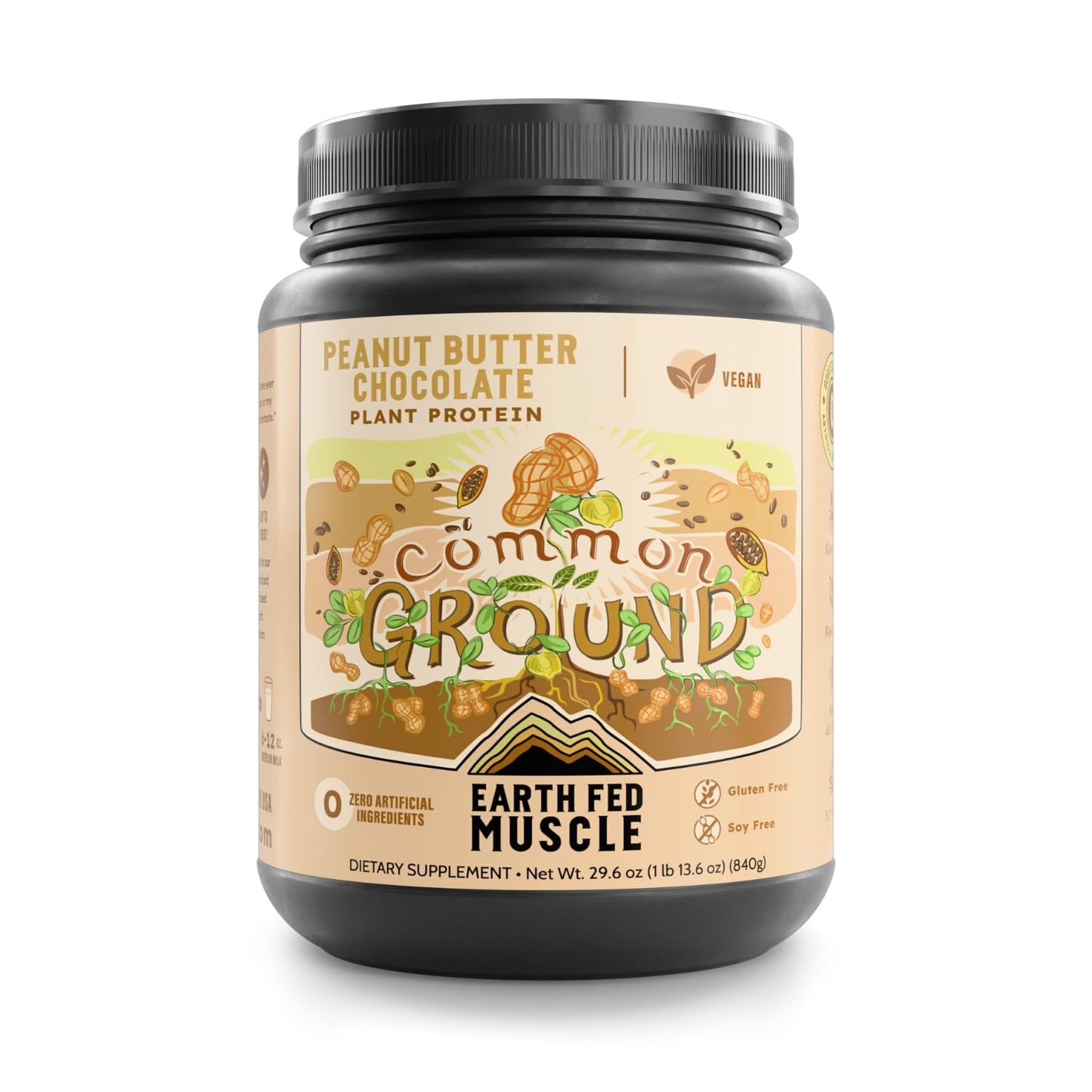 Earth Fed Muscle Organic Plant Protein Chocolate Peanut Butter Powder 29.6