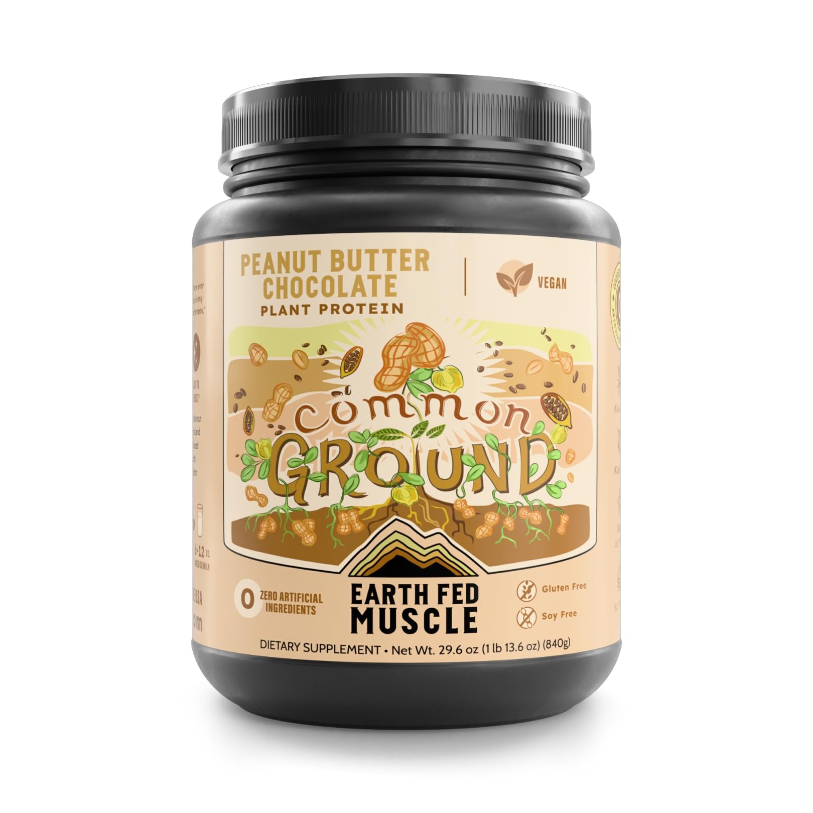 Earth Fed Muscle Organic Plant Protein Chocolate Peanut Butter Powder 29.6