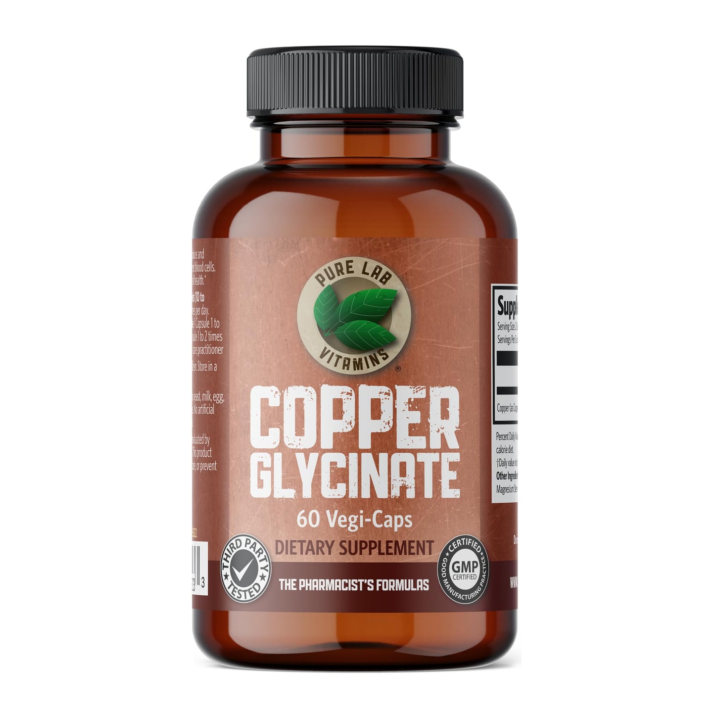 Pure Lab Vitamins Copper Glycinate 1 mg Capsule, 1 Count