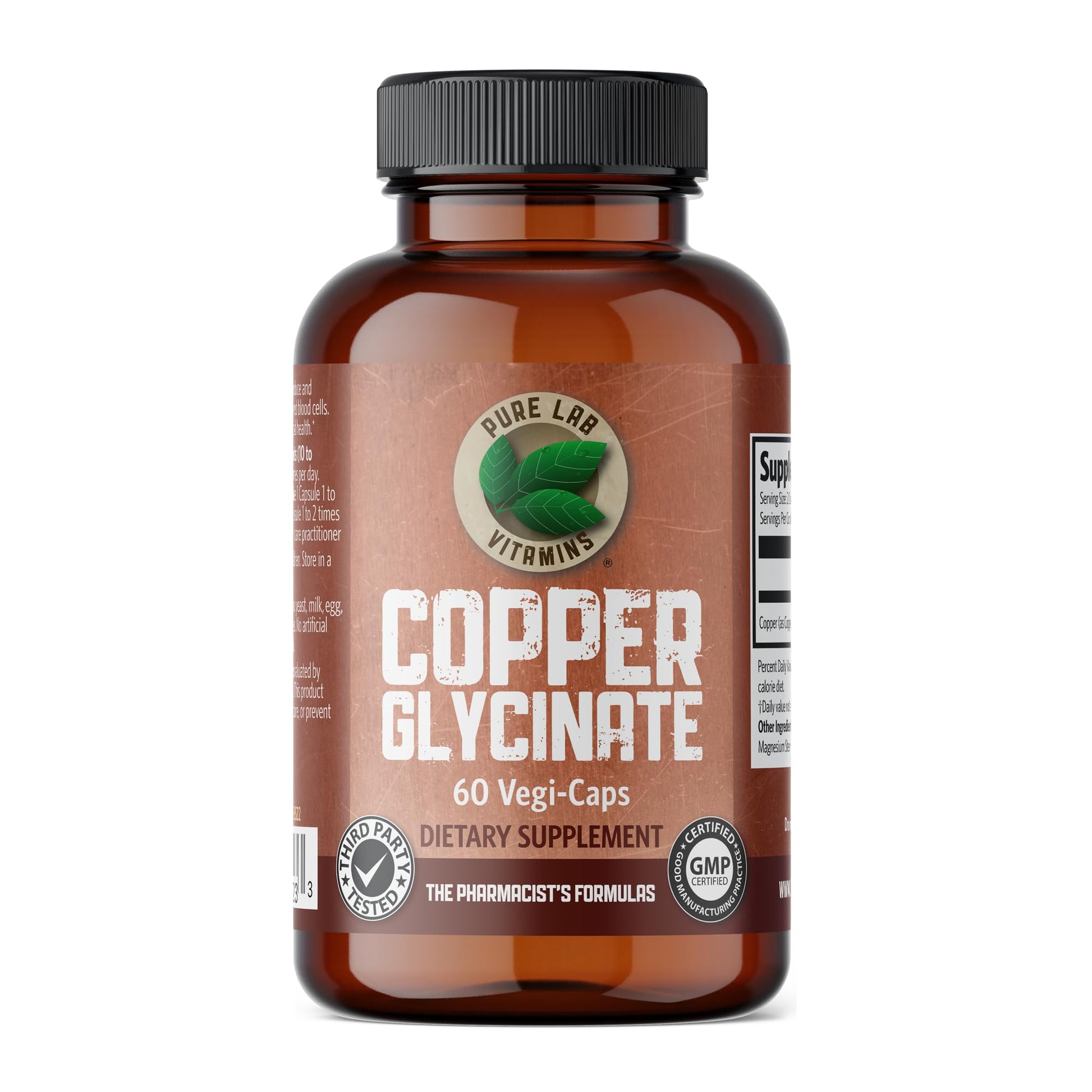 Pure Lab Vitamins Copper Glycinate 1 mg Capsule, 1 Count