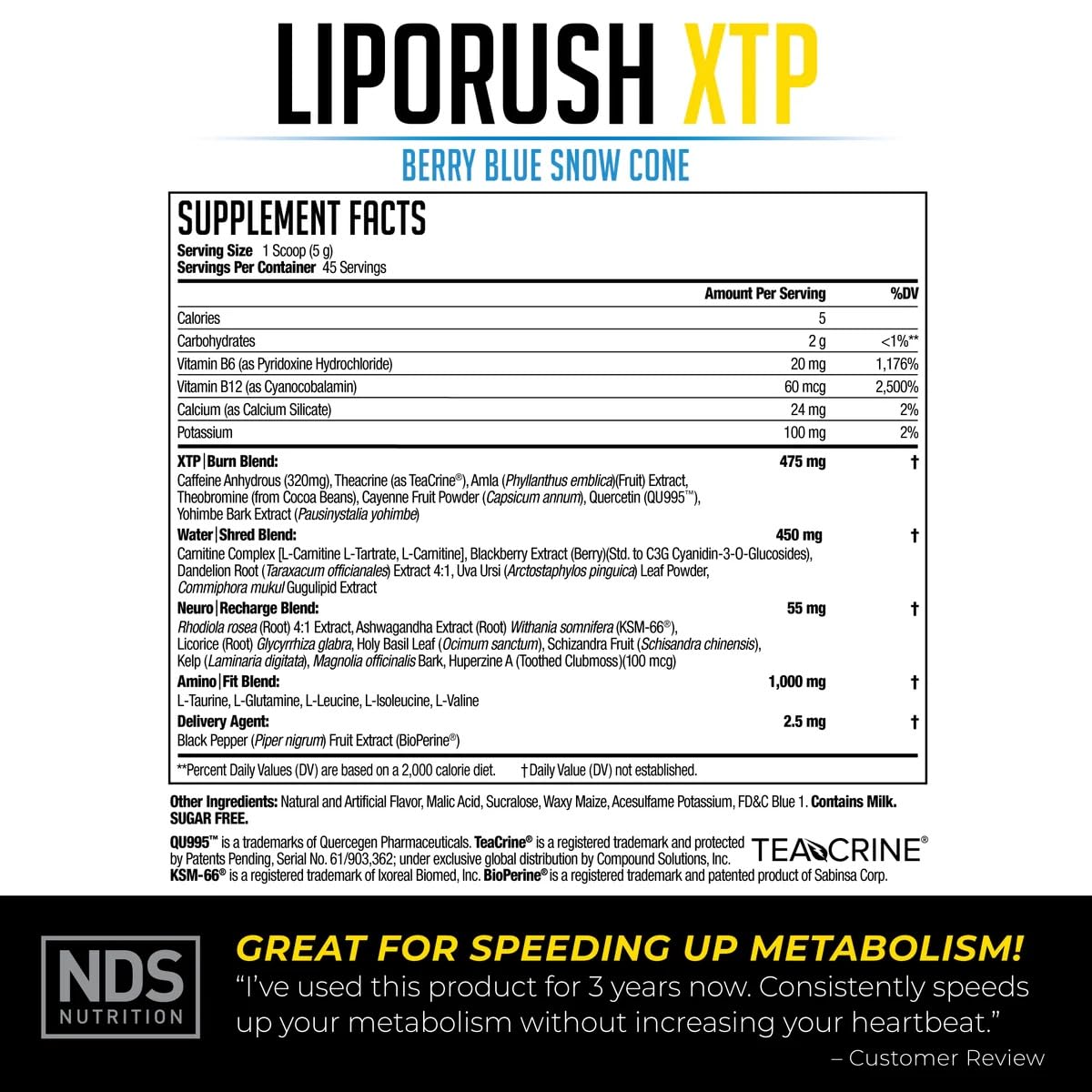 LIPORUSH XTP Thermogenic Fat Burner with L-Carnitine Powder 7.9 Ounce