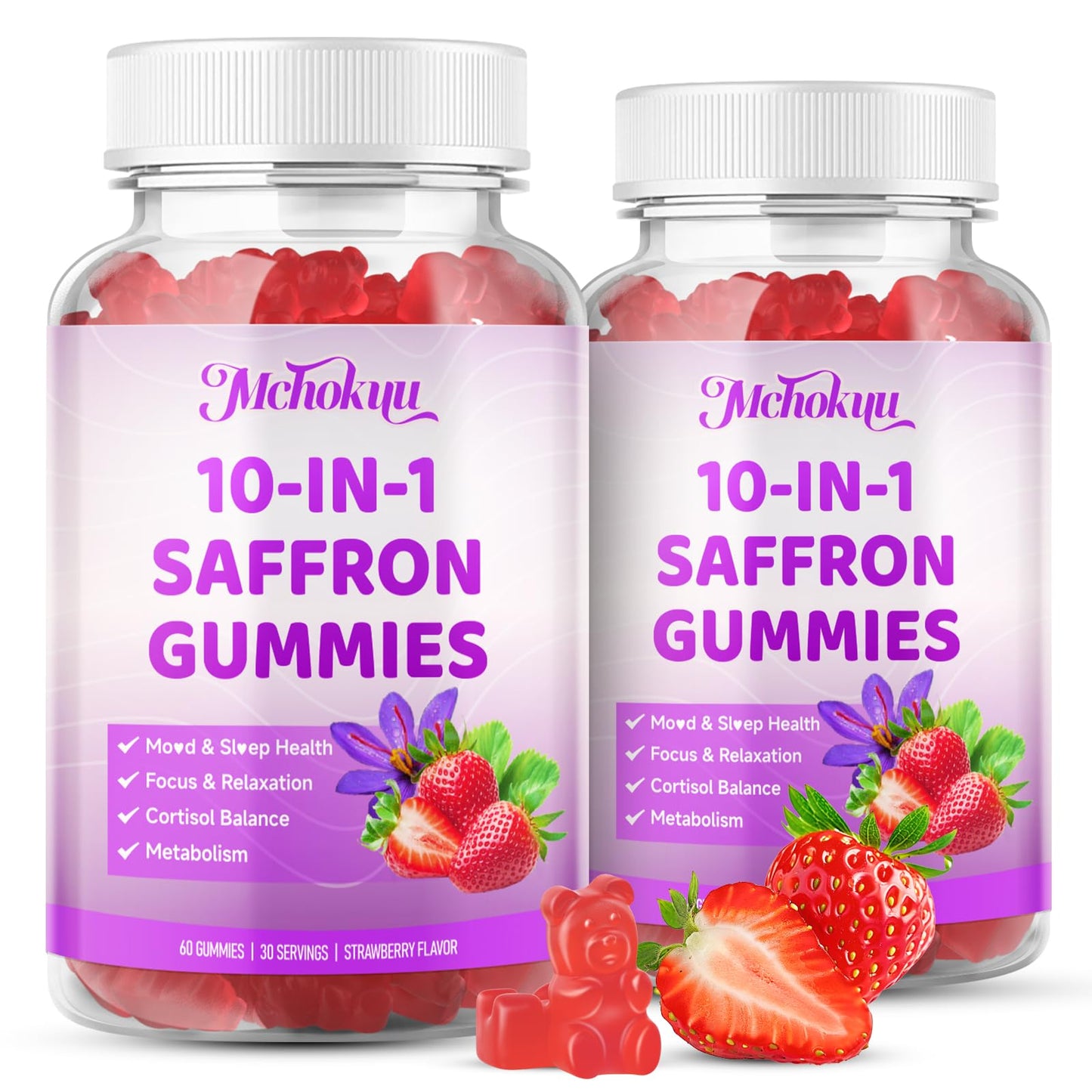 Mchokuu Saffron Gummies for Kids & Adults 88.5 mg Supplement, 120 Count
