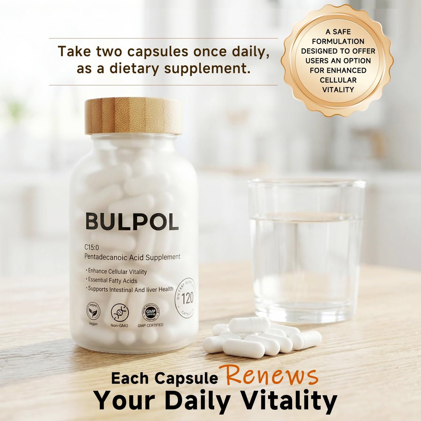 BULPOL Pentadecanoic Acid (C15:0) Capsules, 300 mg per Serving, 120 Capsules