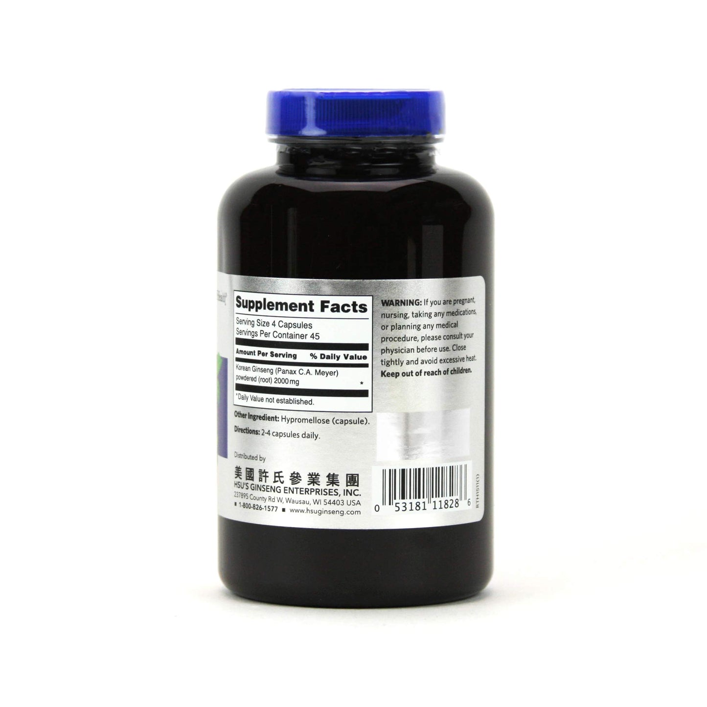 Hsu's Korean Ginseng Capsules 180 ct
