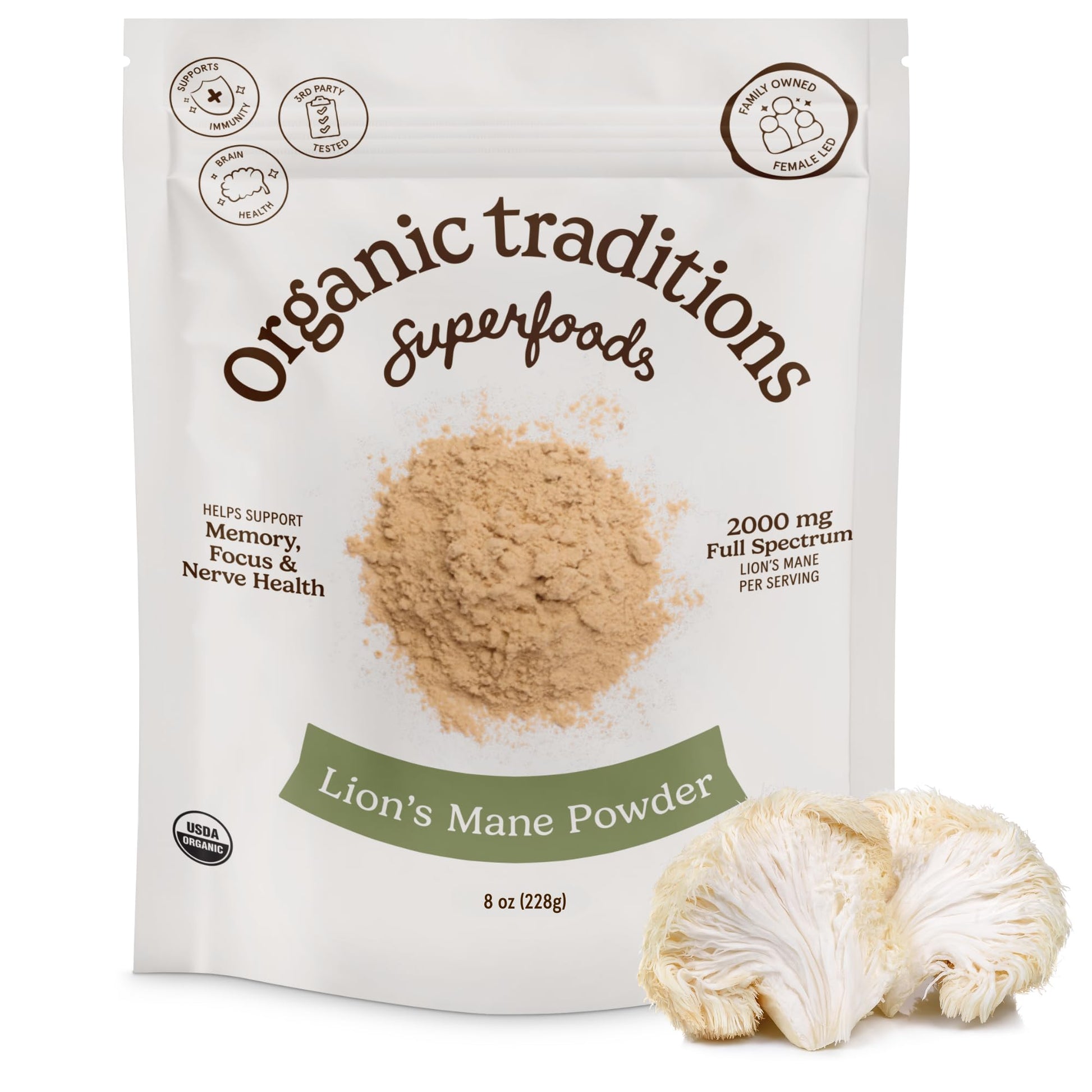 Organic Traditions Lion’s Mane Powder 8 oz