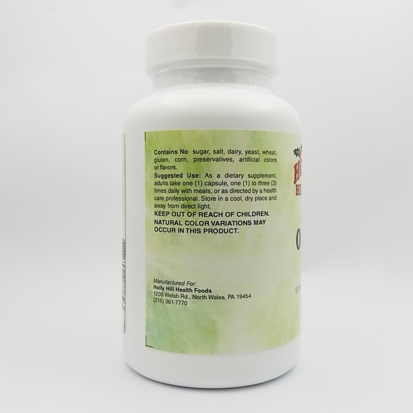 Holly Hill Health Foods Standardized Olive Leaf 500 mg Capsules, 120 Count