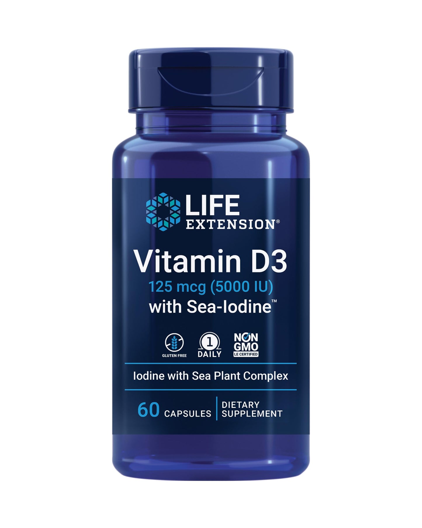 Life Extension Vitamin D3 with Sea-Iodine 125 mcg (5000 IU) – 60 Capsules