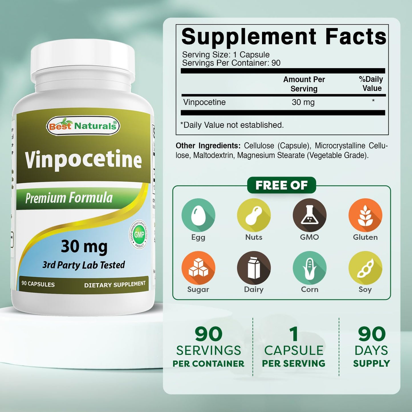 Best Naturals Vinpocetine 30 mg Capsule, 90 Capsules