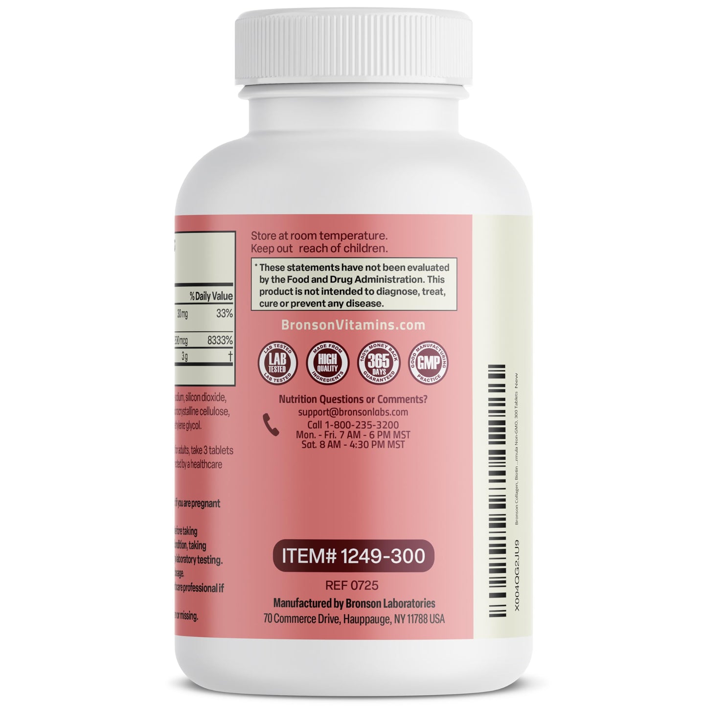 Bronson Collagen Peptides 3000mg with Biotin & Vitamin C, 300 Tablets