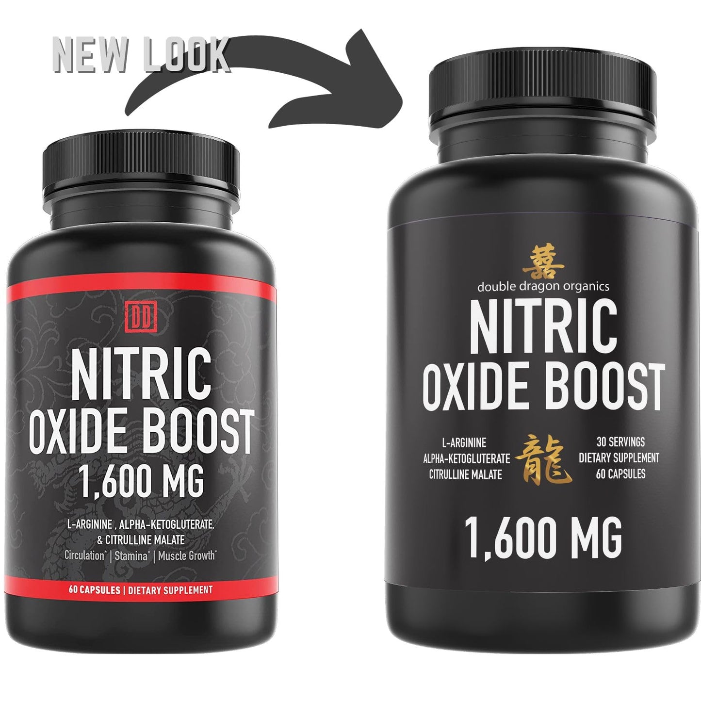 Double Dragon Organics Nitric Oxide Booster Supplement Capsules 60 Count