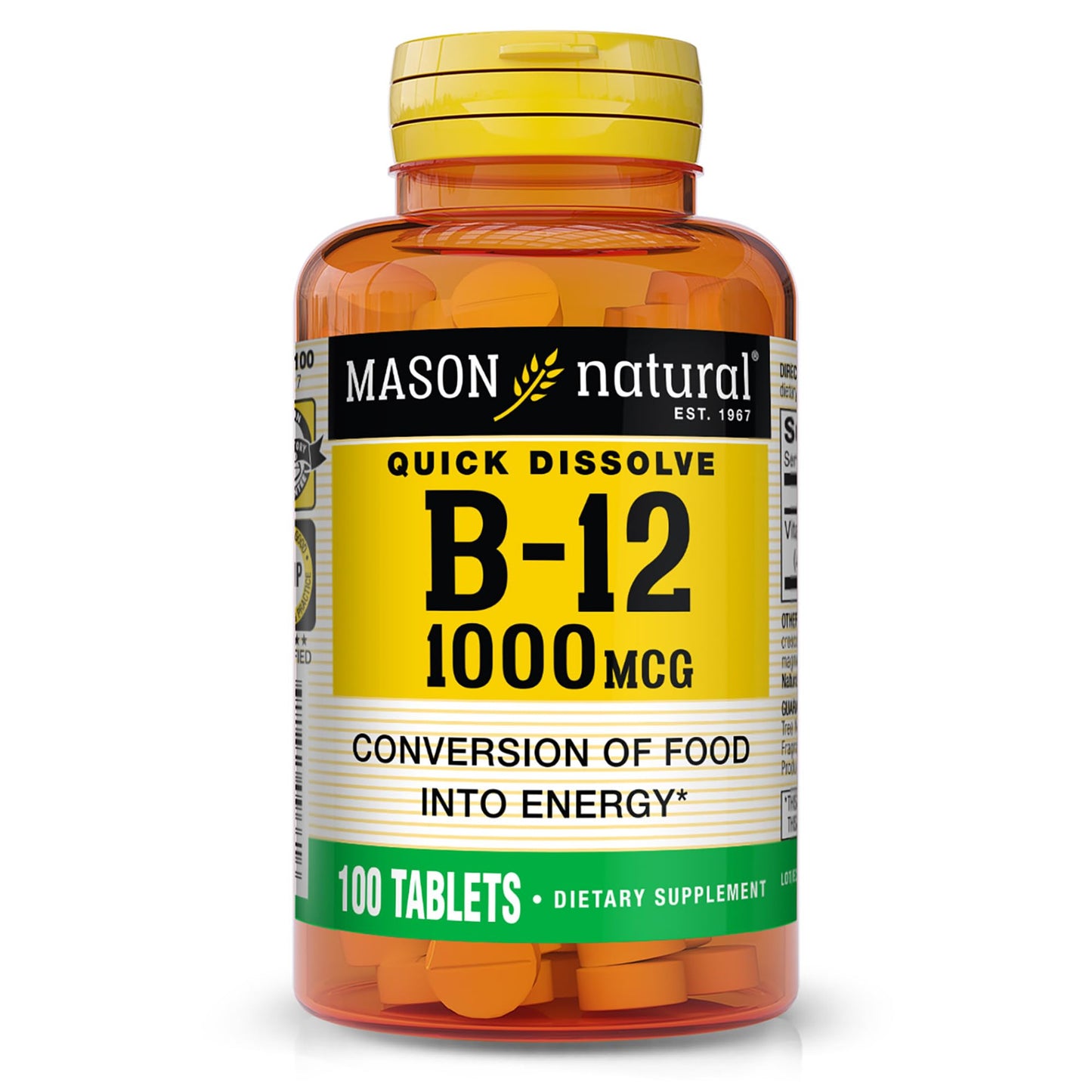 Mason Natural Vitamin B-12 Quick Dissolve Tablets, 1000 mcg, 100 Count