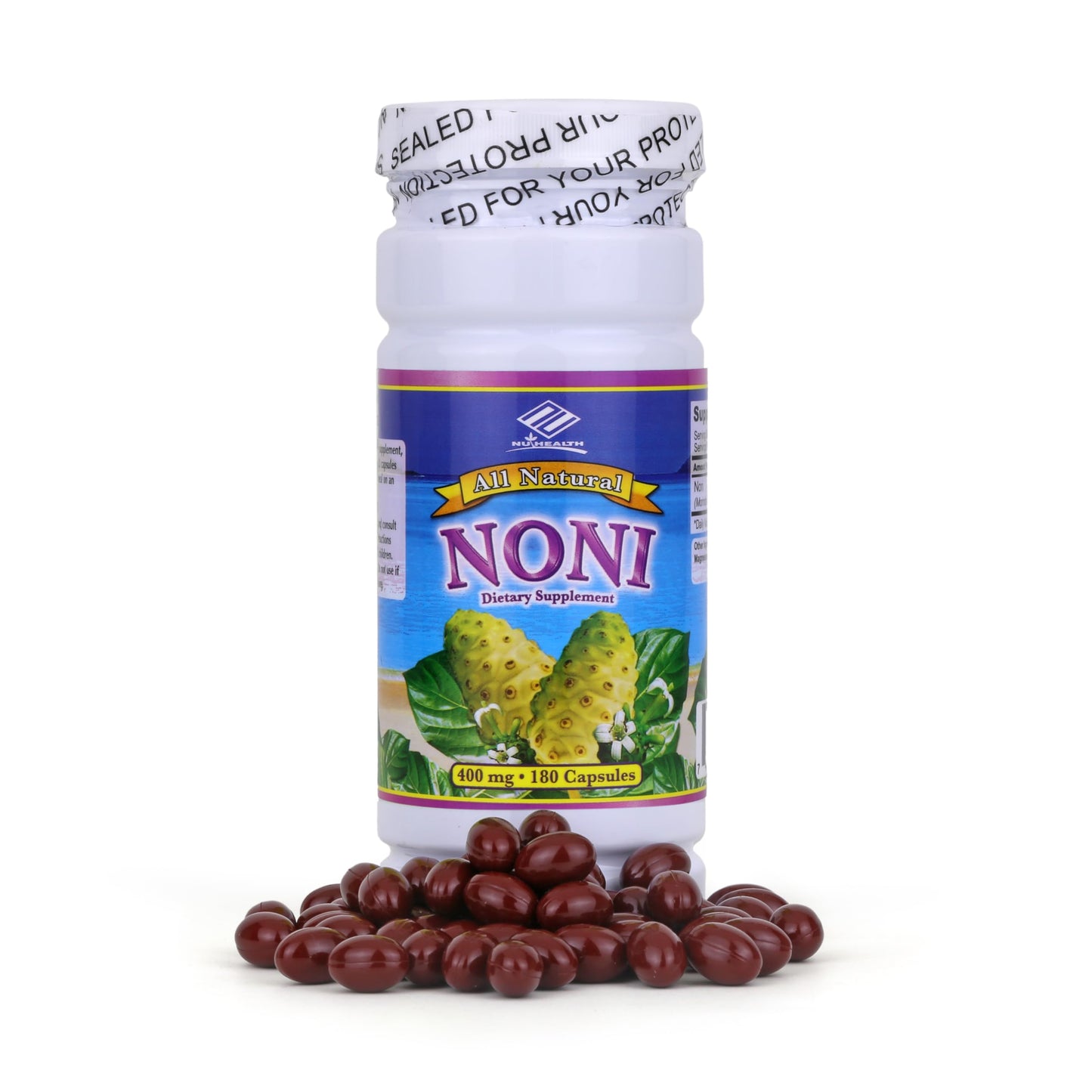 Nu-Health Noni Capsules 400mg Morinda Citrifolia Superfruit Extract, 180 Capsules