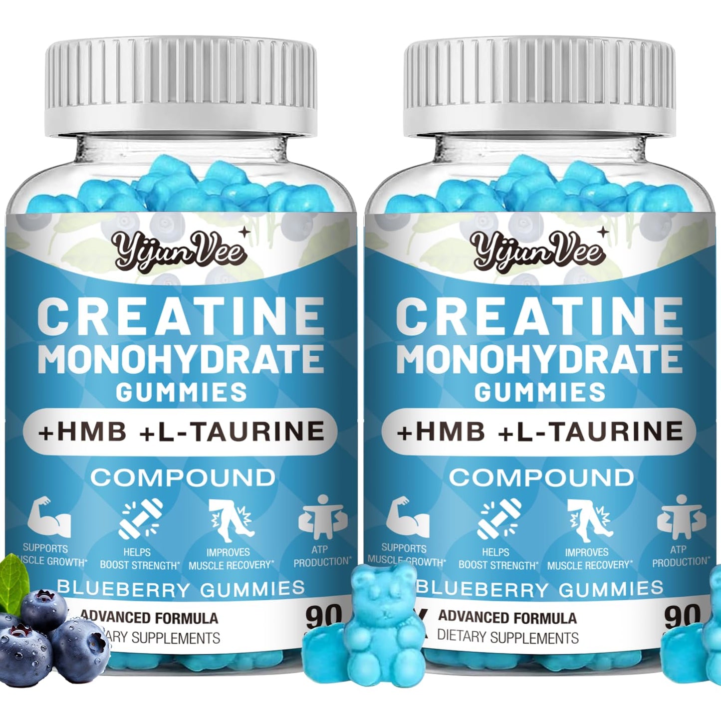YijunVee Creatine HMB Monohydrate Gummies 180 Count