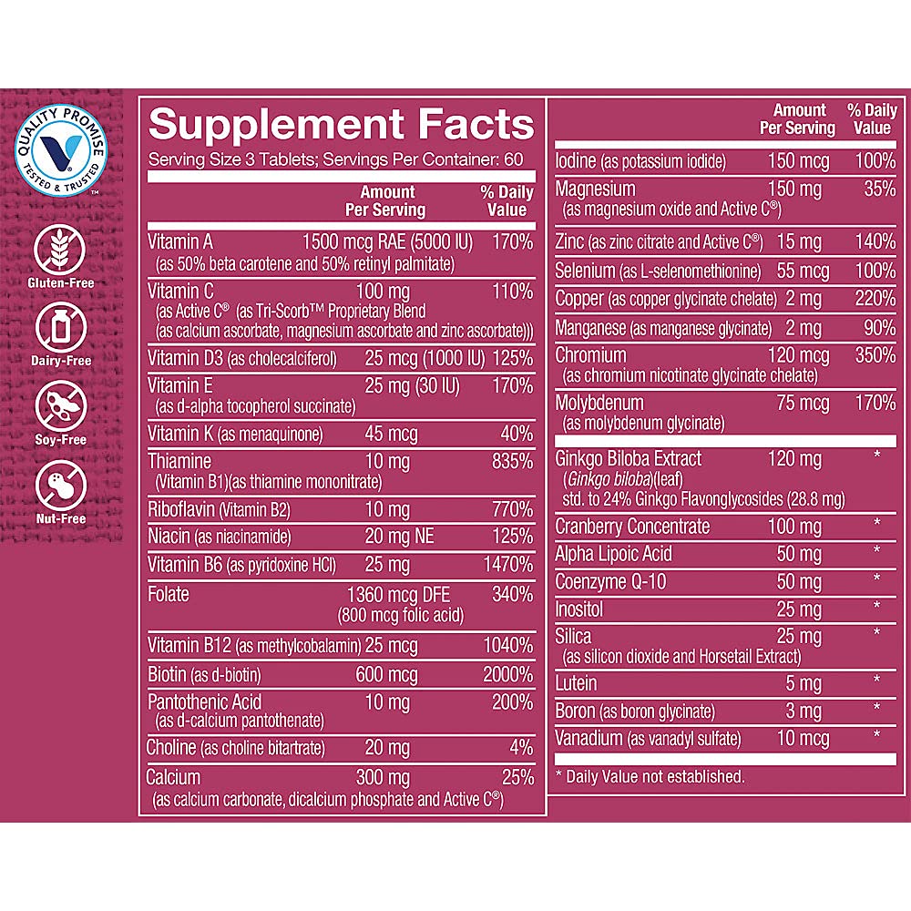 The Vitamin Shoppe Ultimate Woman 50+ Multivitamin - High Potency Daily Multi for Women Over 50, Energy & Immune Support, 180 Tablets