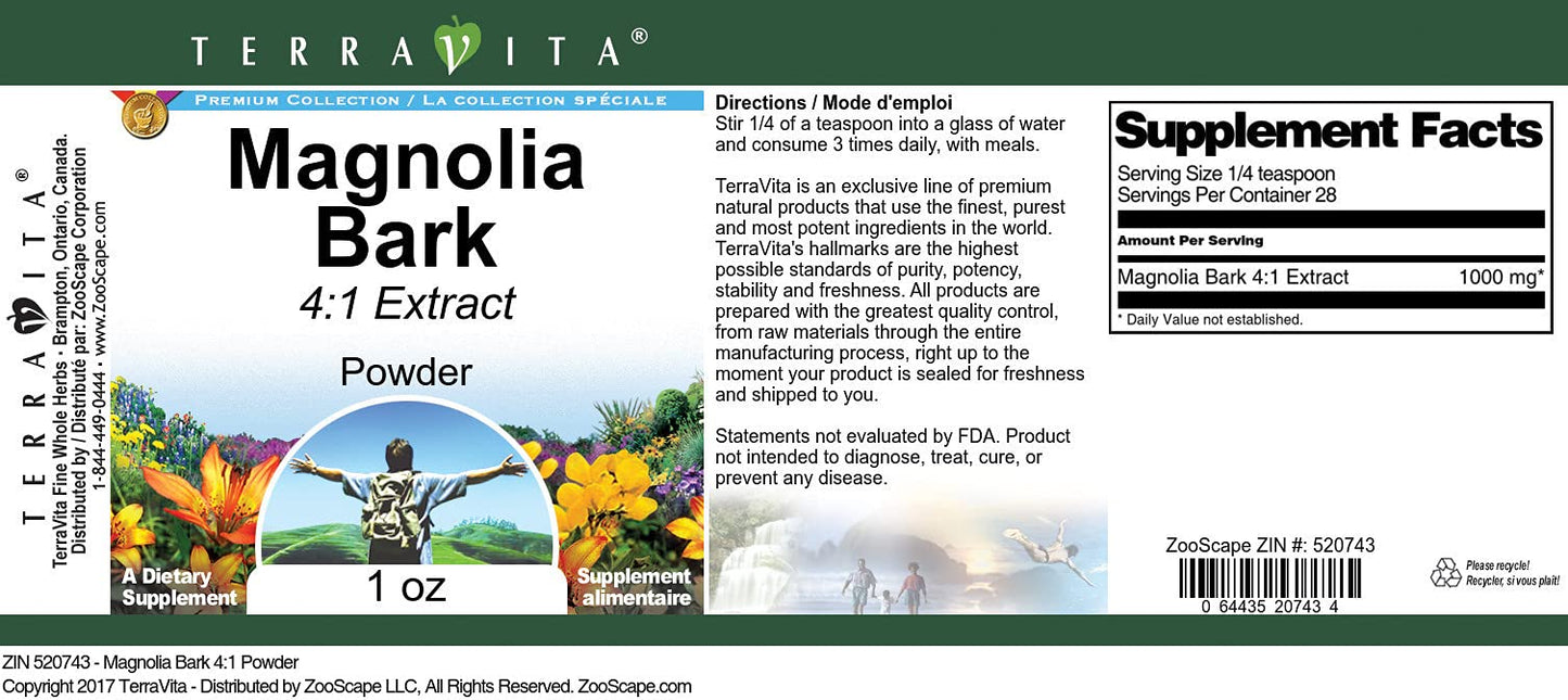 Terravita Magnolia Bark 4:1 Powder, 1 oz