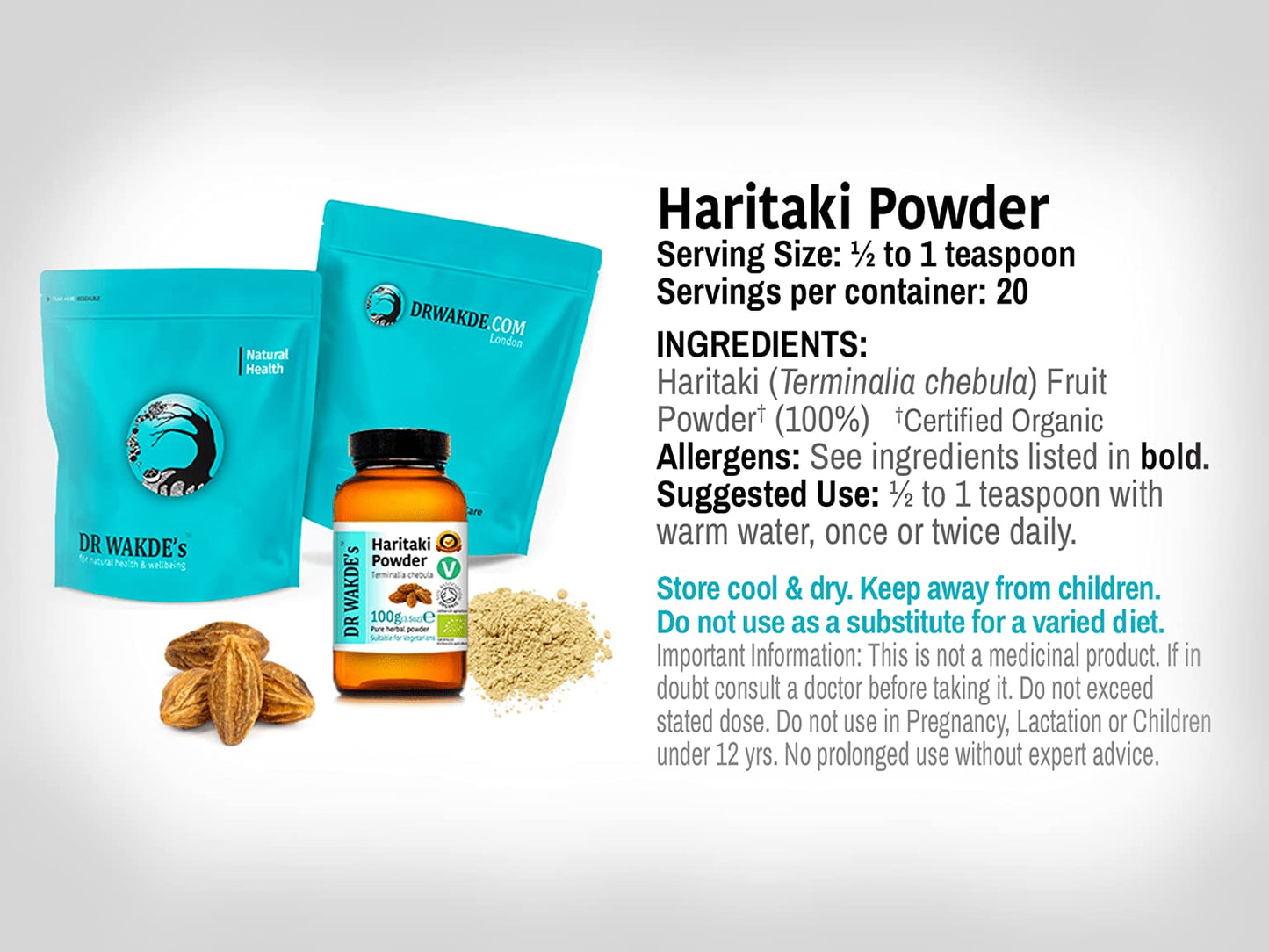 DR WAKDE's Organic Haritaki Powder, 1,000 oz