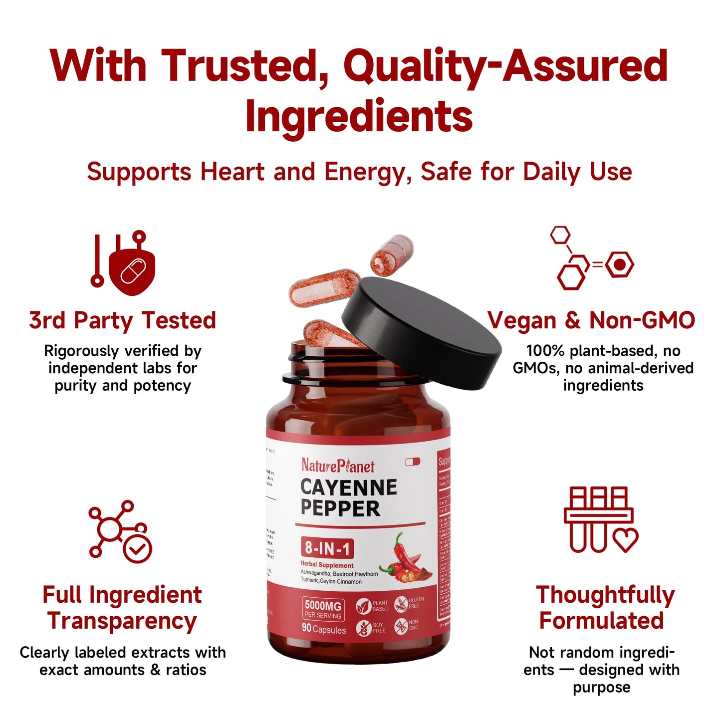 NaturePlanet Cayenne Pepper Capsules 90 Count