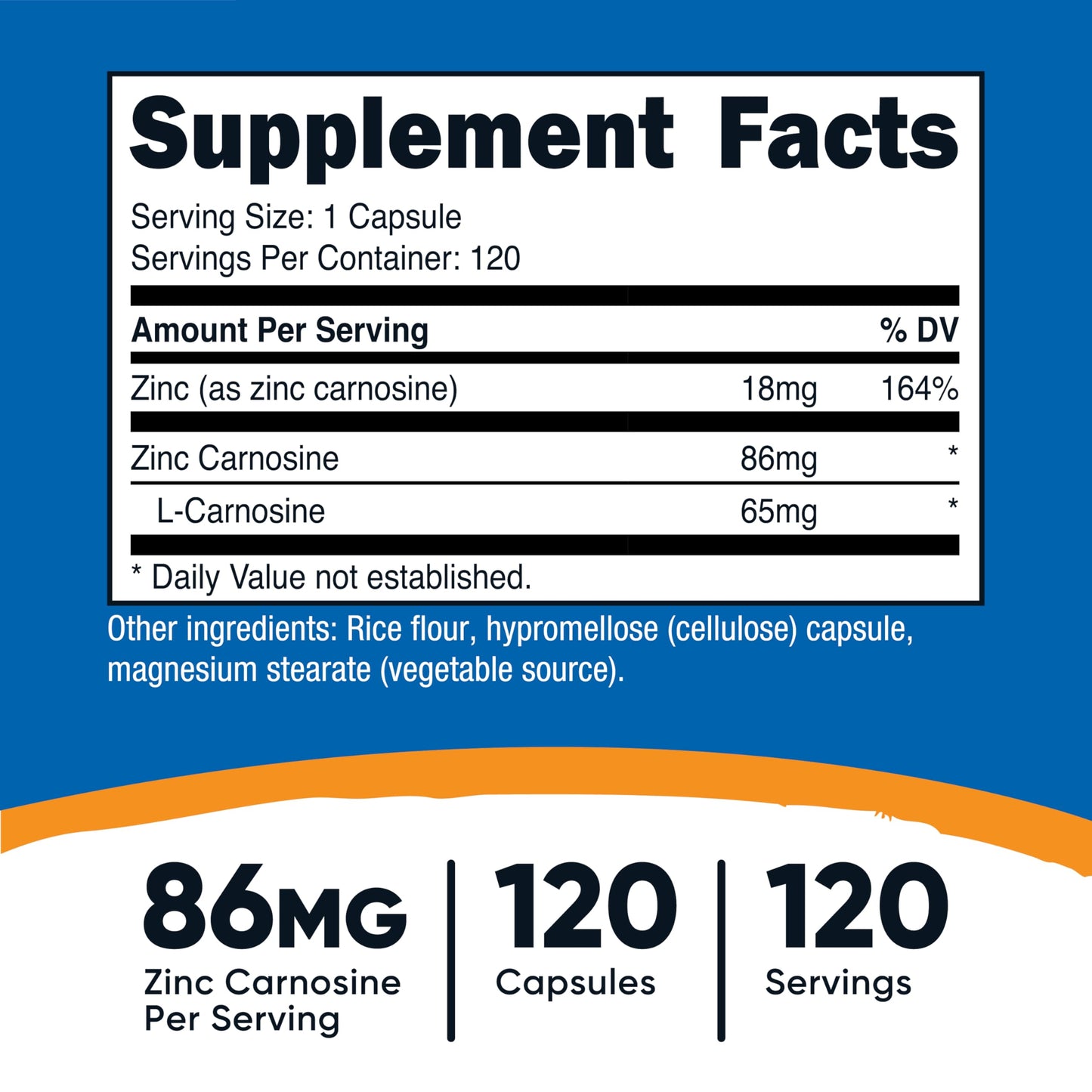 Nutricost Zinc Carnosine 86mg Capsules, 120 Count