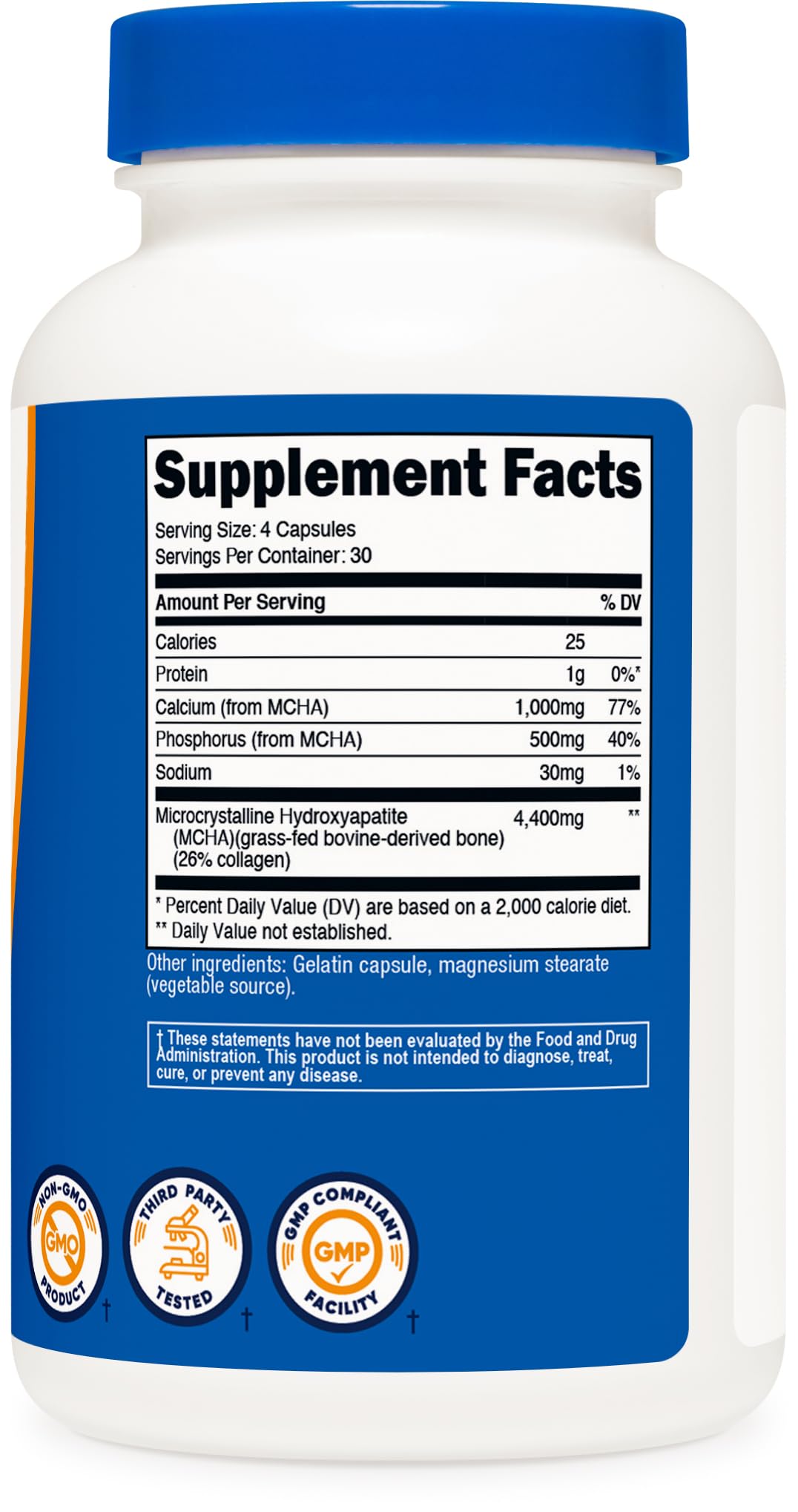 Nutricost Calcium Hydroxyapatite 1000mg Capsule, 120 Count
