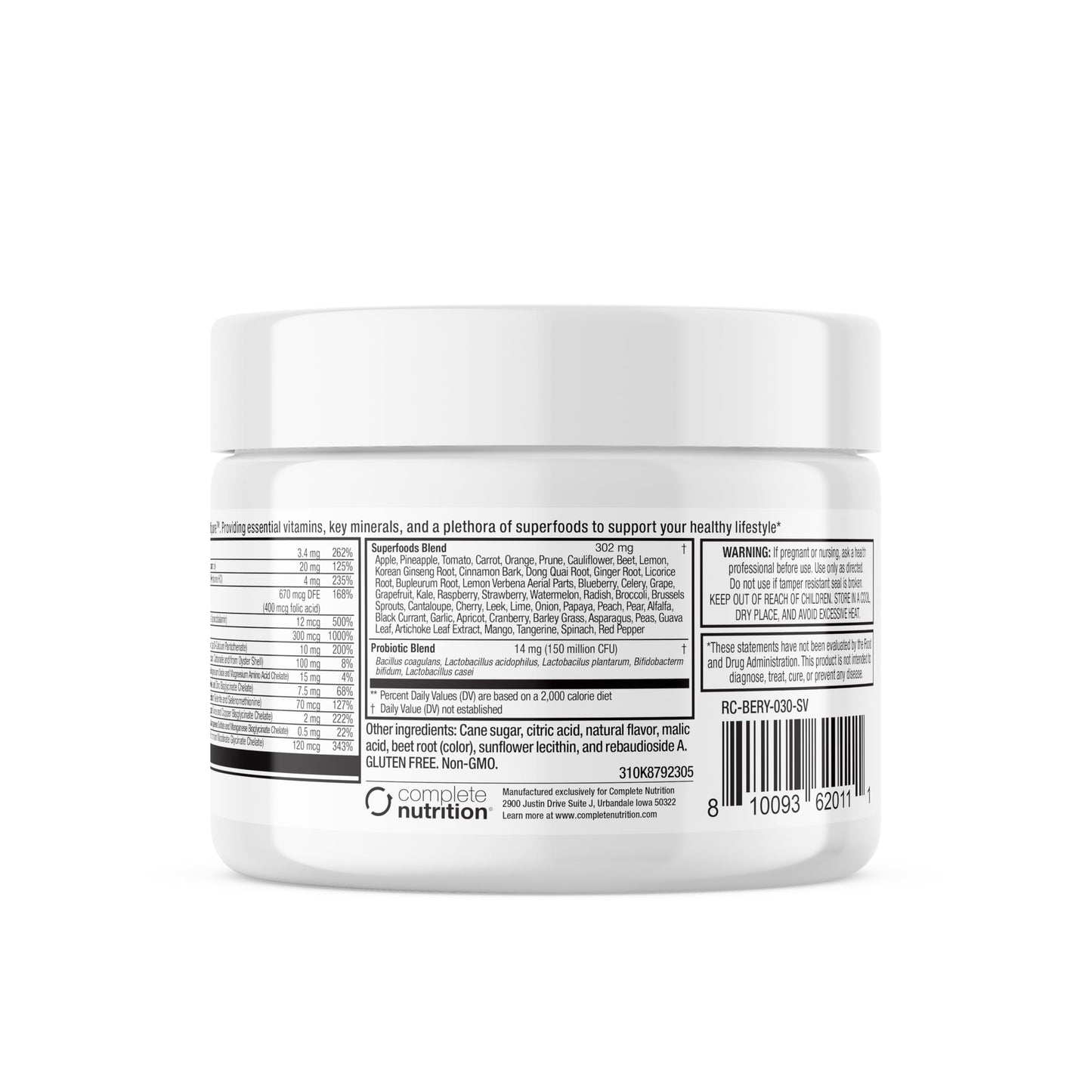 Complete Nutrition Reclaim Multi Pure Mixed Berry Digestive and Immune Support, Vitamin and Mineral Supplement, Powder, 8.27 Ounce