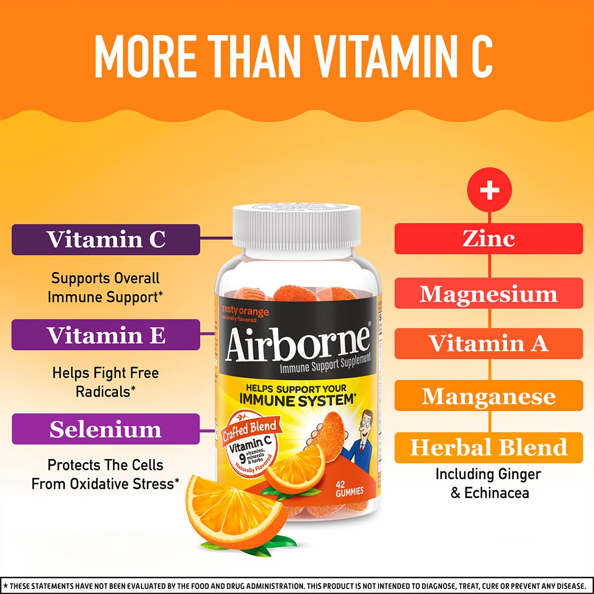 Airborne Vitamin C 750mg Immune Support Gummies, 42 Gummies