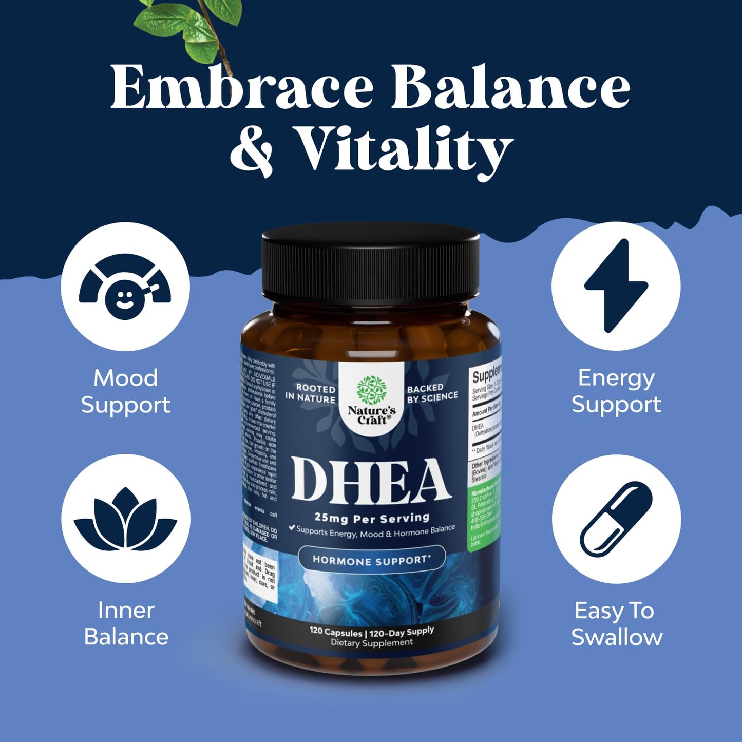 Natures Craft DHEA 25mg per Serving Capsule, 120 Count