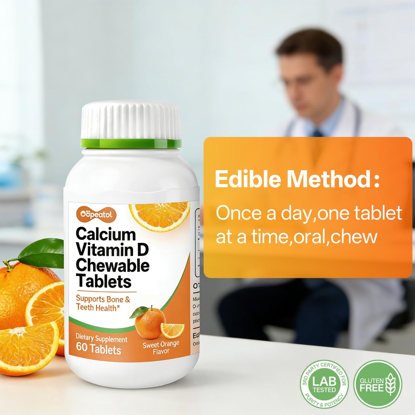 Oopeatol Calcium with Vitamin D3 Chewable 60 Count