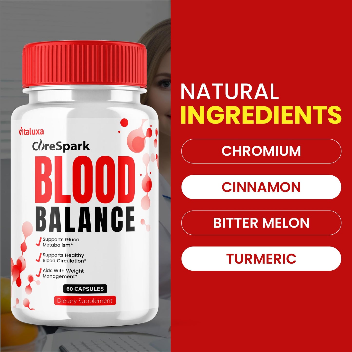 Vitaluxa Corespark Blood Balance Maximum Strength Blood Support Supplement Capsule, 120 Capsules