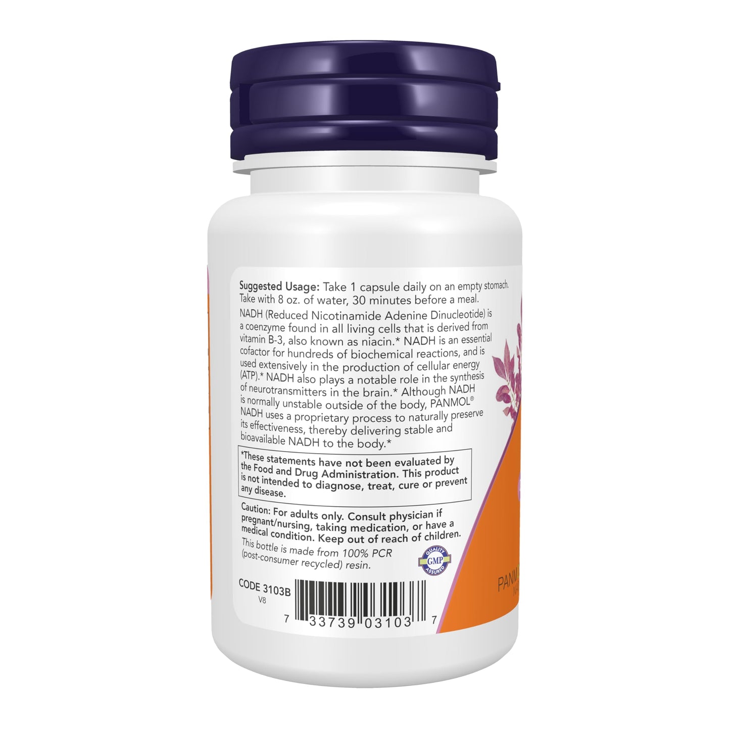 NOW Foods NADH (Reduced Nicotinamide Adenine Dinucleotide) 10 mg with 200 mg D-Ribose, 60 Capsules