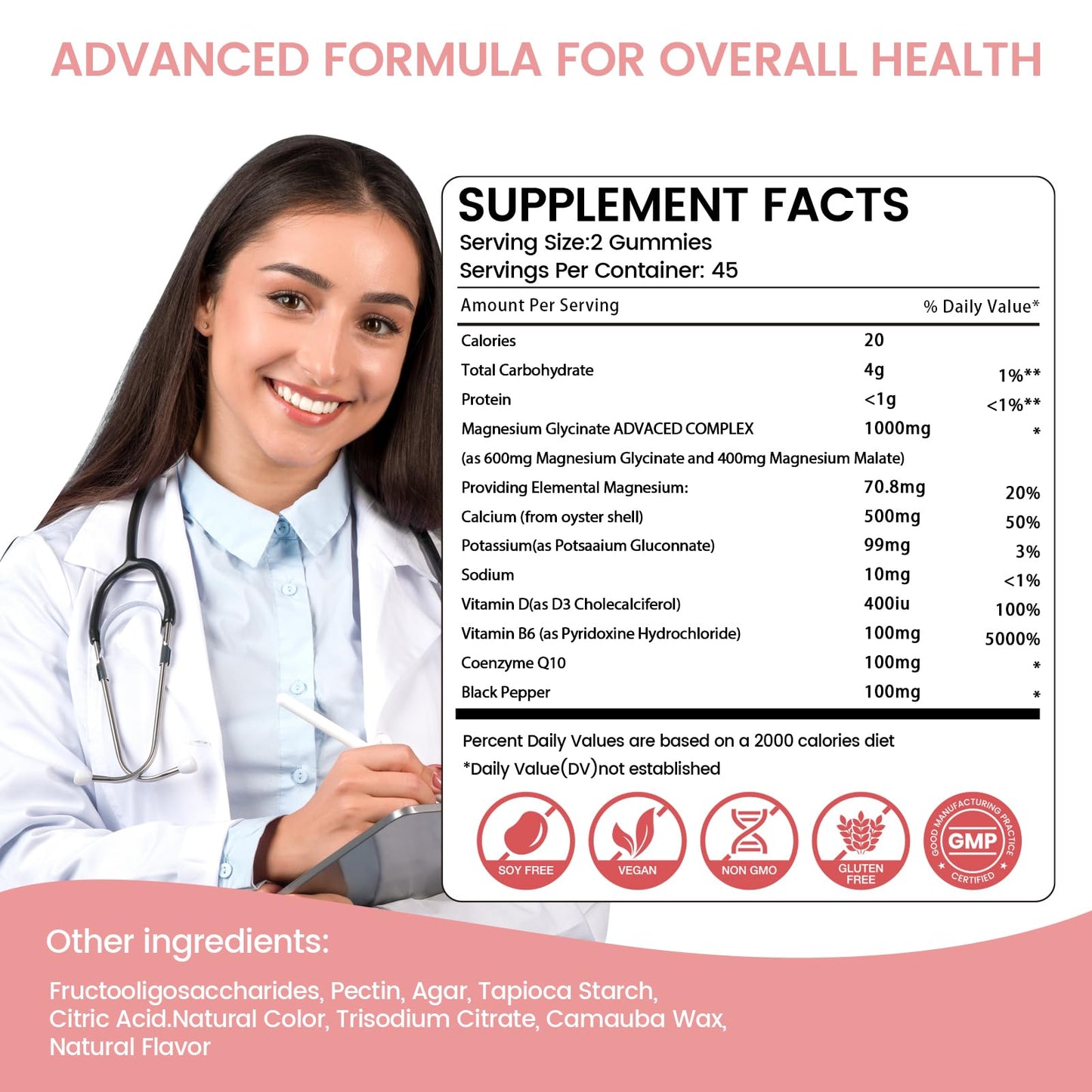 Maxmedix Magnesium Glycinate Gummies 1000mg, Sugar Free Magnesium Potassium Supplements Chewable with L-Threonate for Sleep, Body Support and Relaxation, 90 Gummies