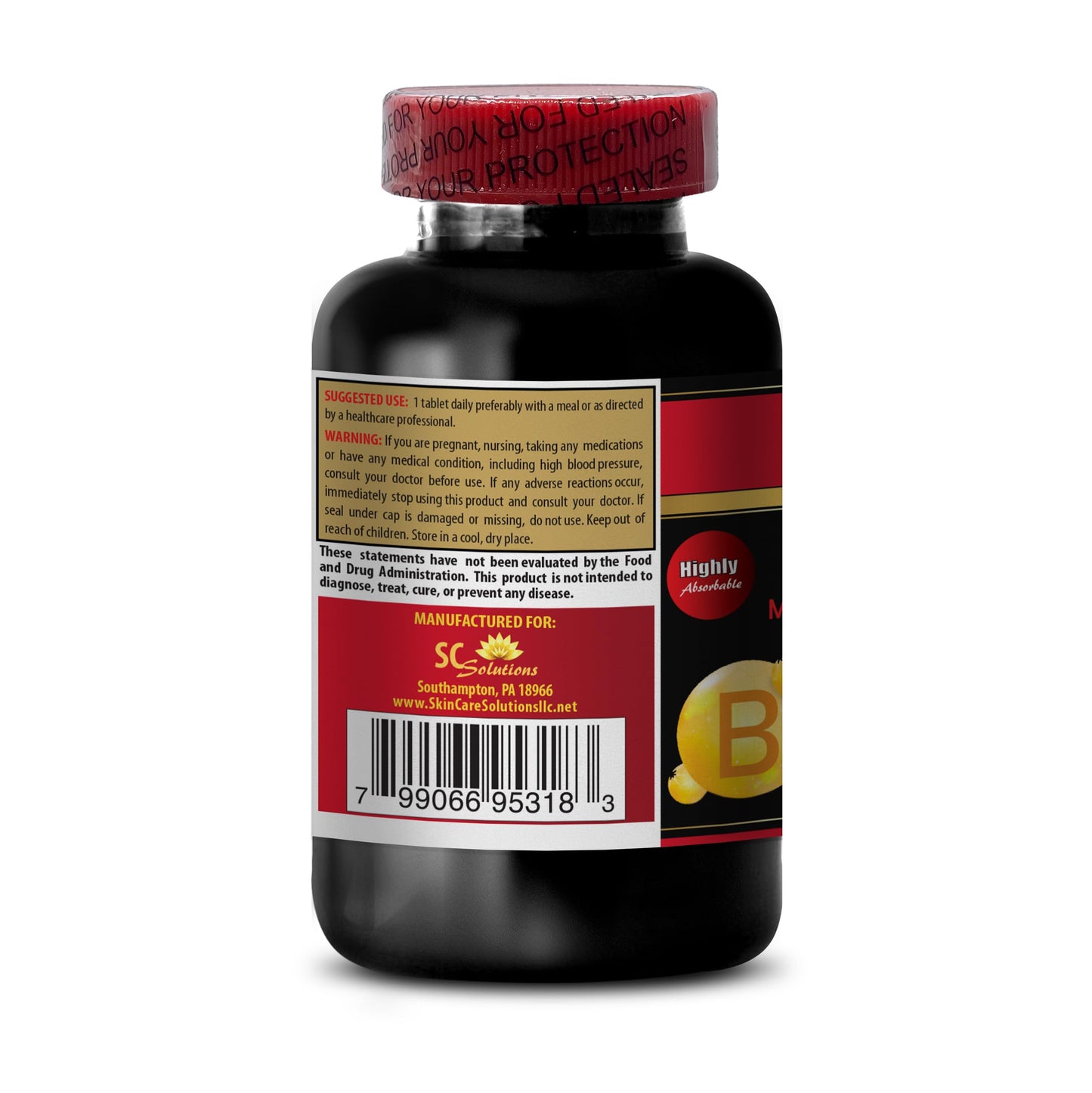 SKIN CARE SOLUTIONS Vitamin B12 Methylcobalamin 5000 mcg Tablets, 180 Count