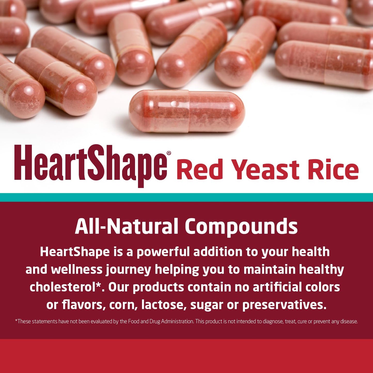 HeartShape Red Yeast Rice Capsules 120 Count