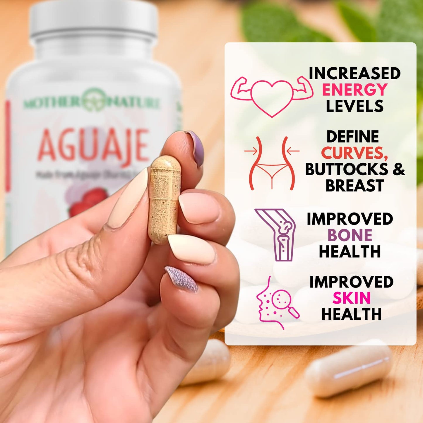 Mother Nature Organics Superfoods for Organic Living Aguaje Curves Capsules, 120 Count