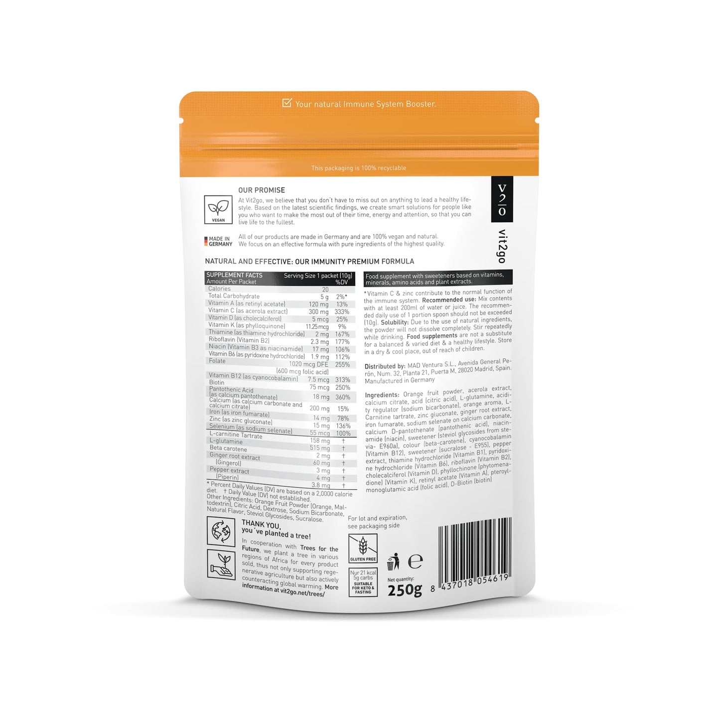 Vit2Go Immunity Booster Powder, 30 Pack