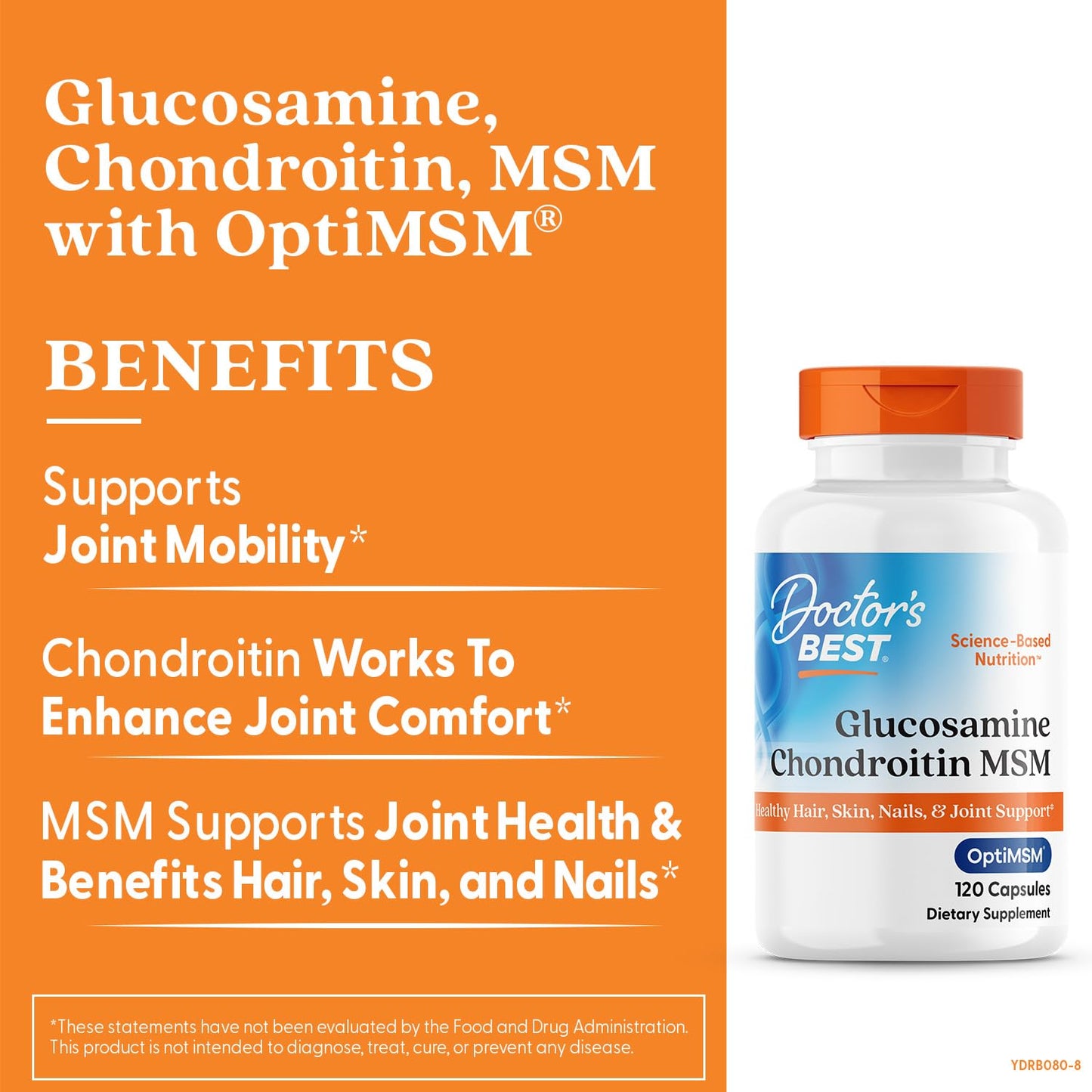 Doctor's BEST Glucosamine Chondroitin MSM with OptiMSM, 120 Capsules