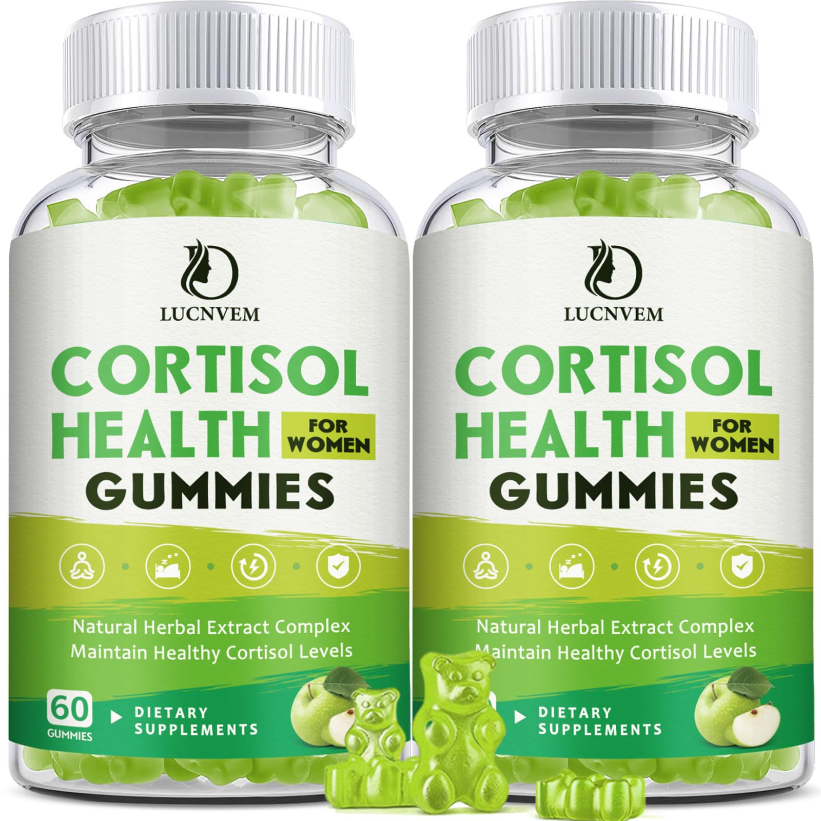 LUCNVEM Cortisol Supplements Gummies, Magnesium, Ashwagandha, Rhodiola Rosea and L-Theanine Complex for Women, Maintain Healthy Cortisol Levels, 120 Gummies
