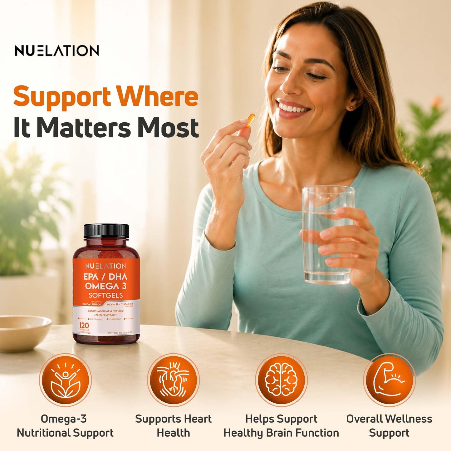 NUELATION Omega 3 Fish Oil 2000mg Softgels 120