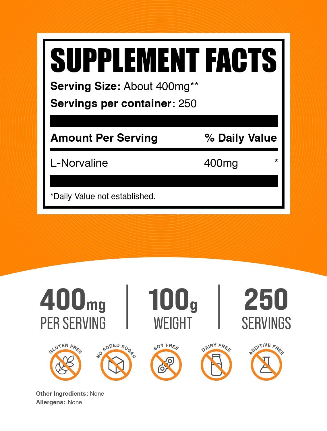 BulkSupplements L-Norvaline Powder 3.5 oz