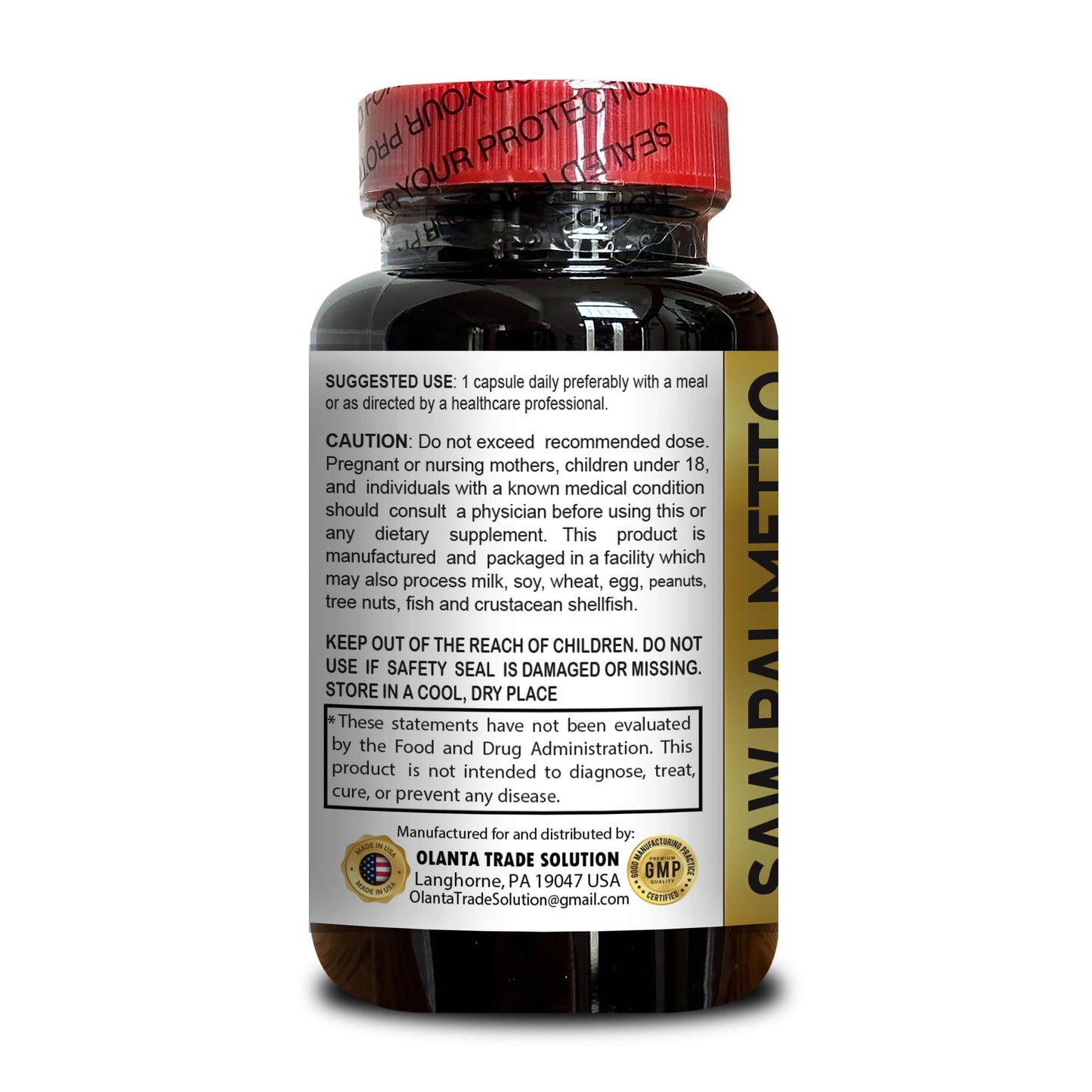 OLANTA TRADE SOLUTION Saw Palmetto 1000mg Capsules, 100 Count