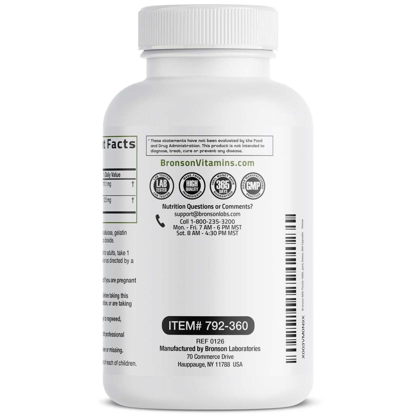 Bronson Milk Thistle Silymarin Marianum & Dandelion Extract Capsules, 360