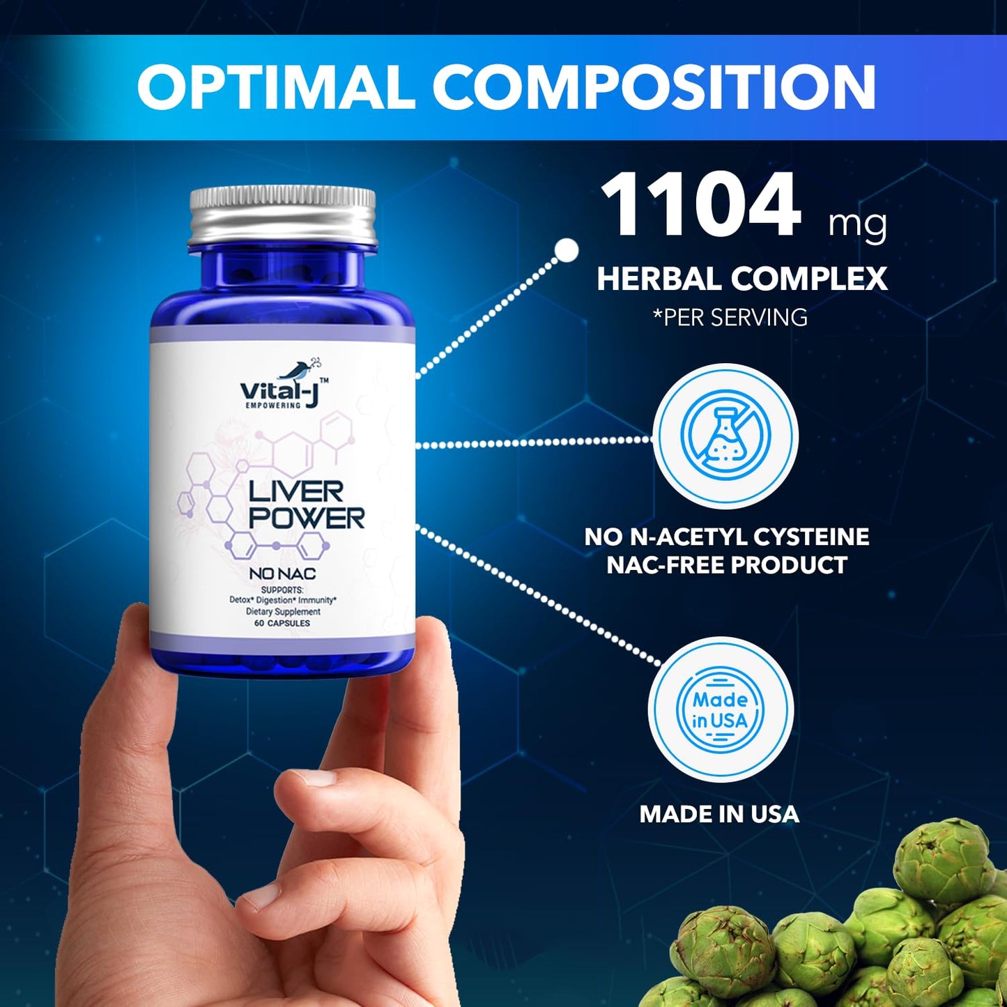 Vital-J Empowering 21-IN-1 Liver Support Supplement, 120 Capsules