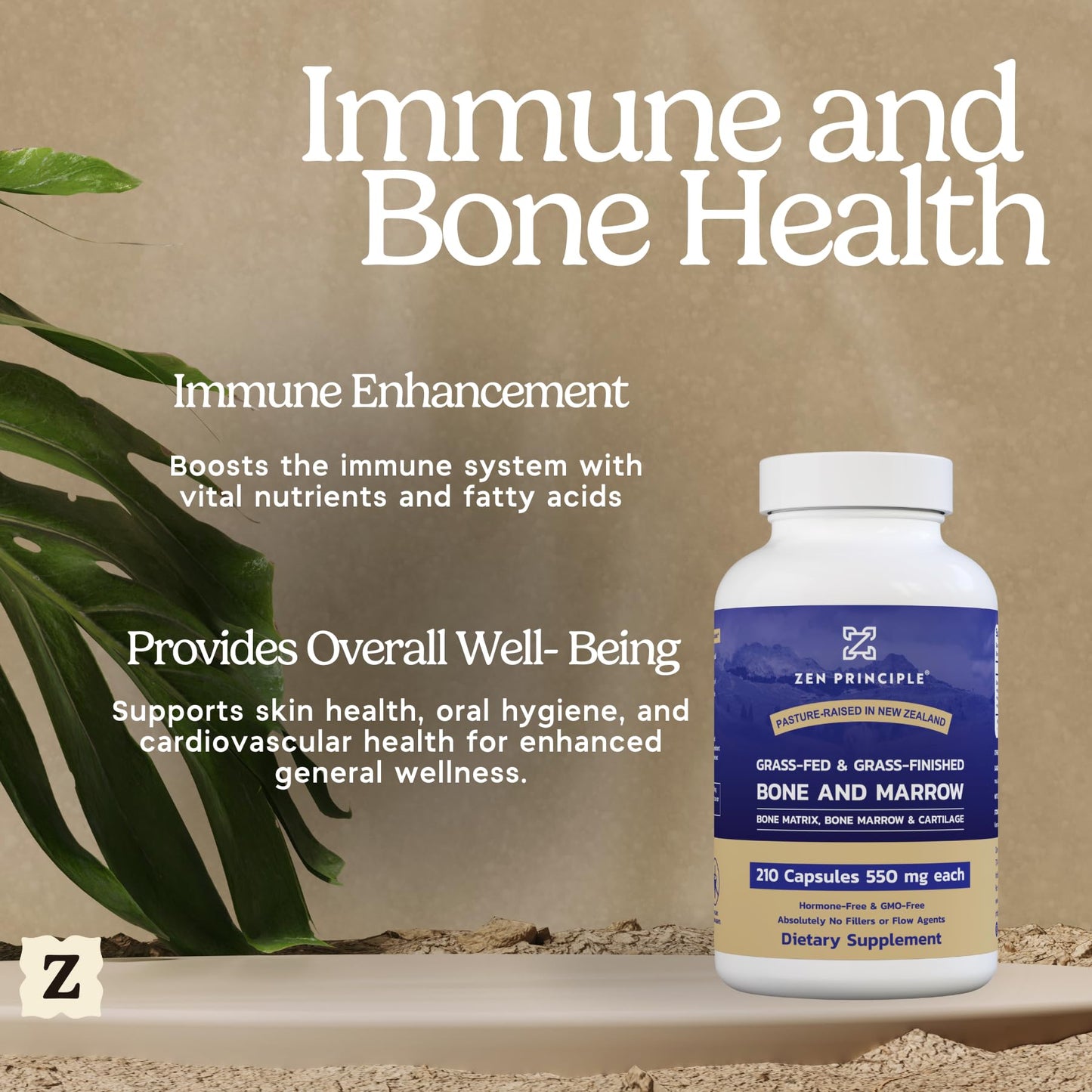 Zen Principle Grass Fed Beef Bone Marrow Supplement Capsules 210 Count