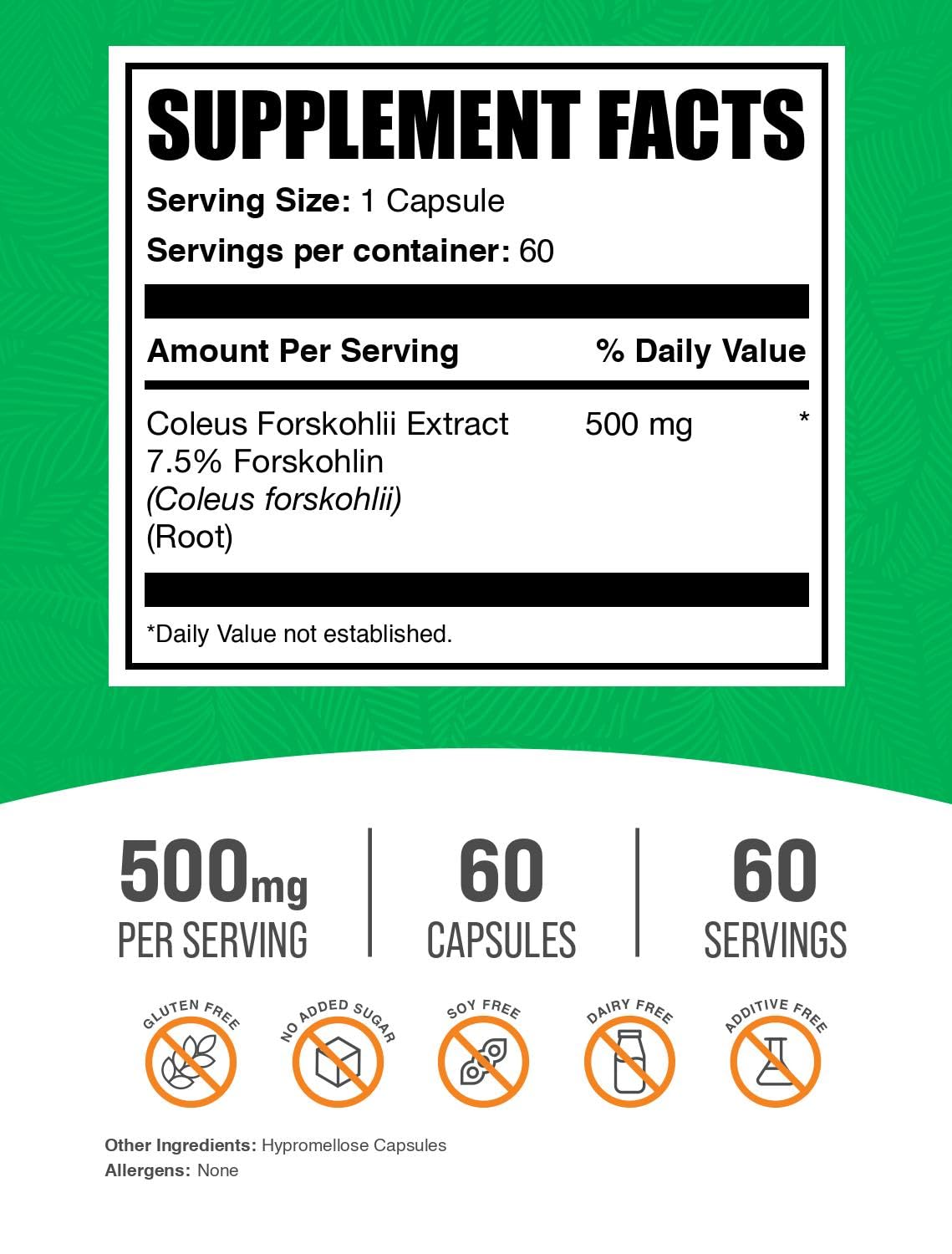 BulkSupplements Coleus Forskohlii Extract Capsules, 60 Capsules