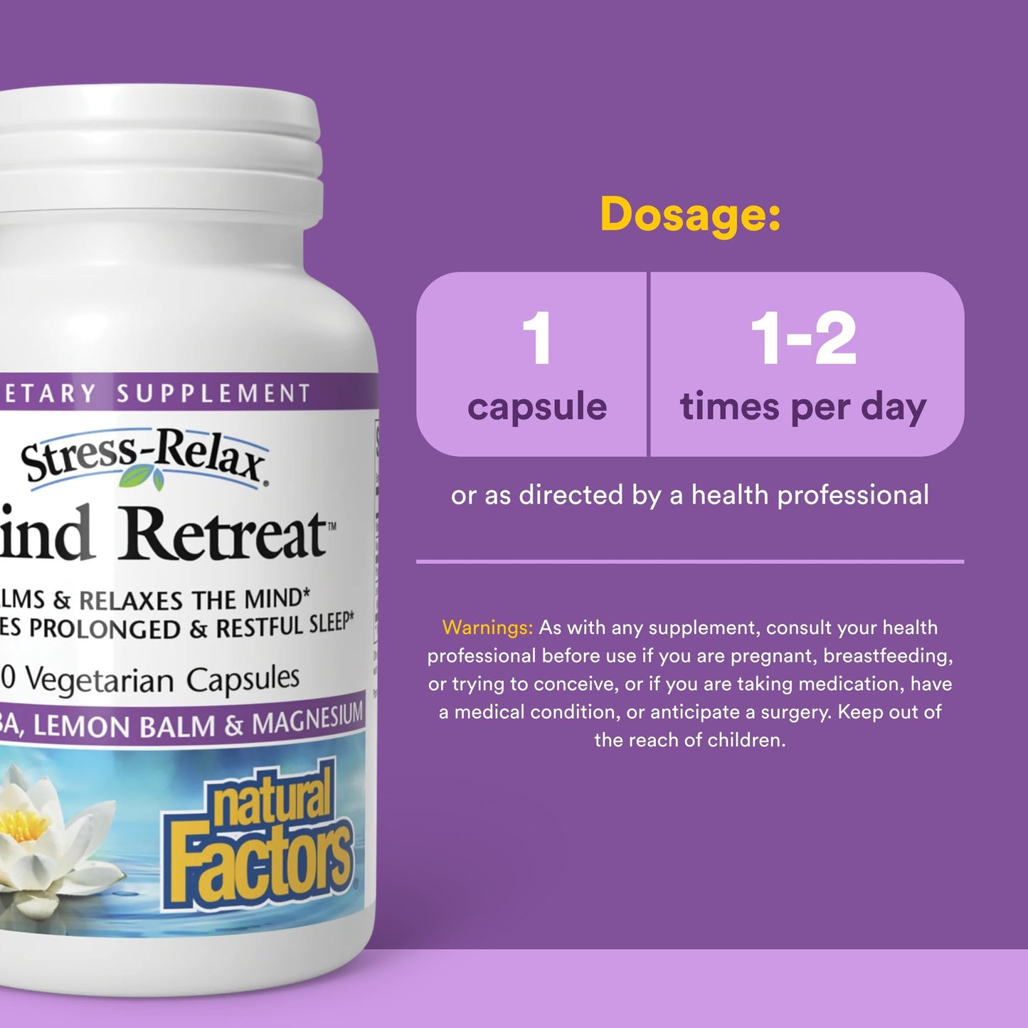 Natural Factors Stress-Relax, Mind Retreat Capsules 60 Count