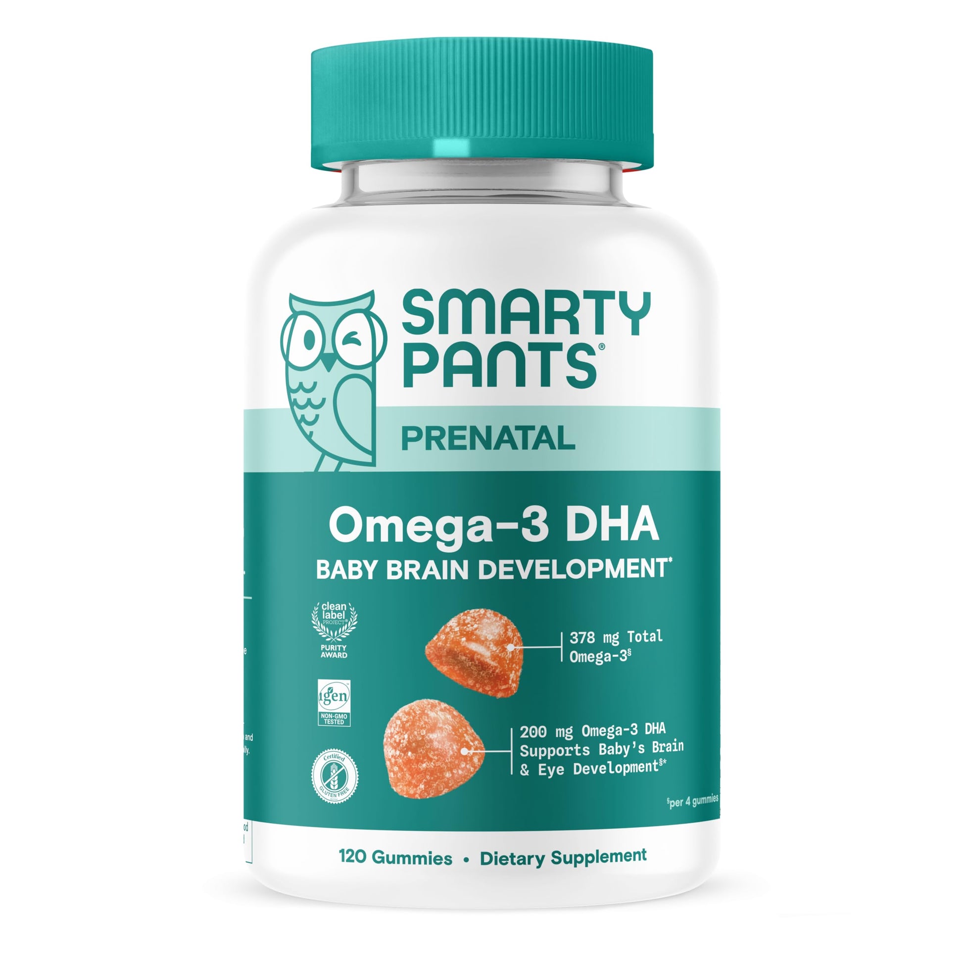 SmartyPants Prenatal Omega 3 DHA Gummies, 120 Gummies
